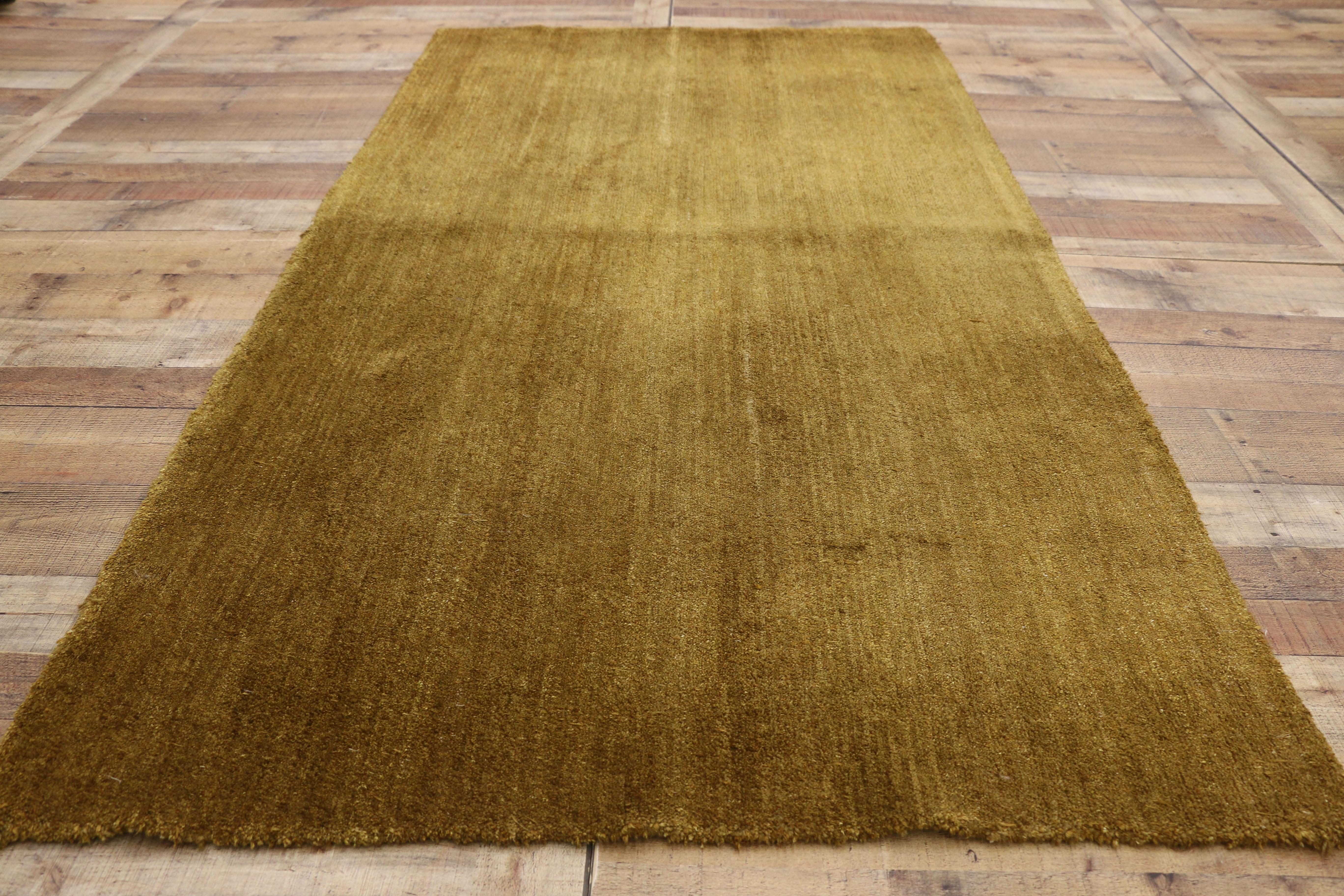 Vintage Brown Tibetan Accent Rug with Minimalist Style For Sale 1