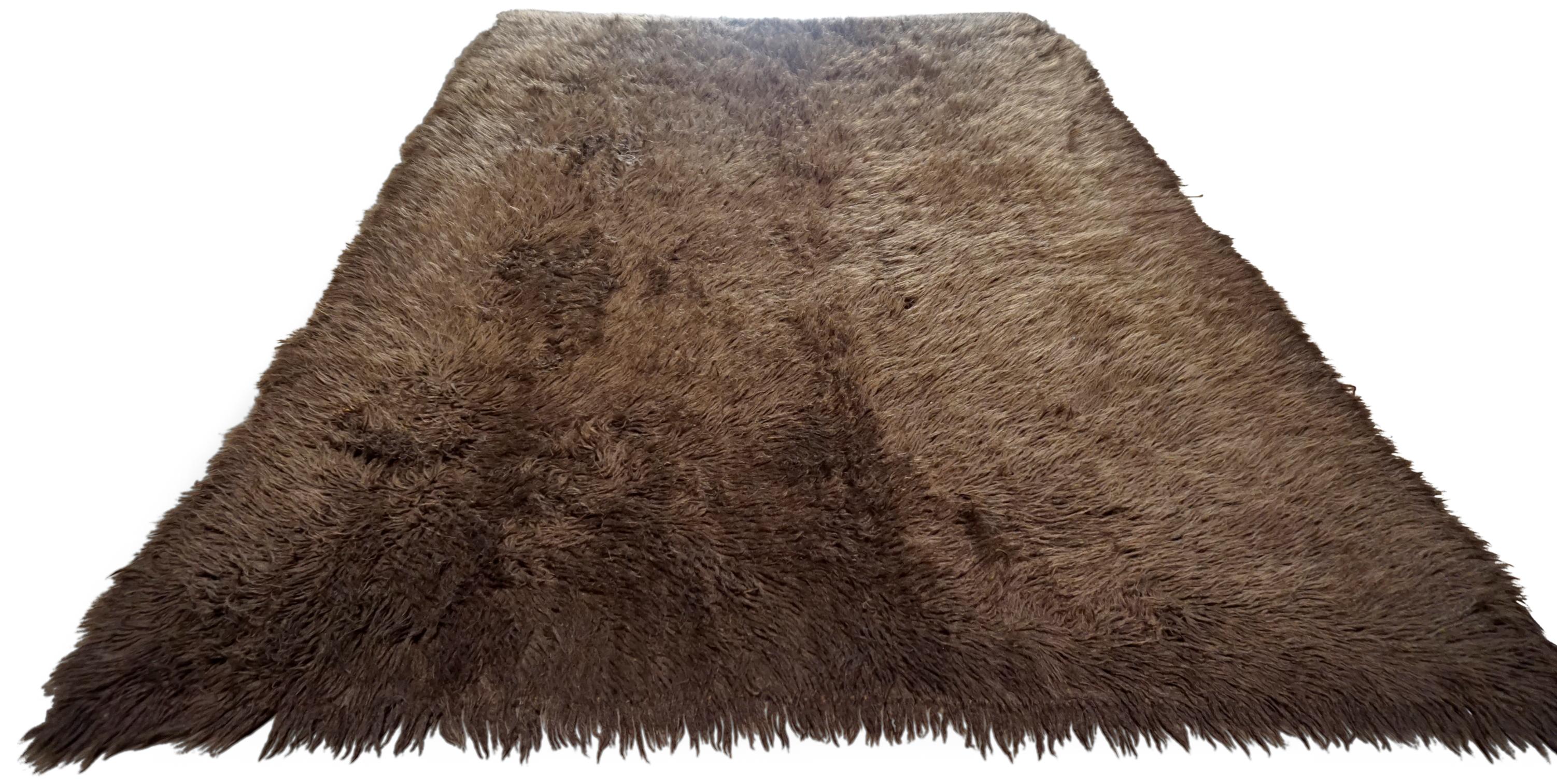 Alfombra vintage de lana en tonos marrones 5'7''X8'3'' Moderno en venta