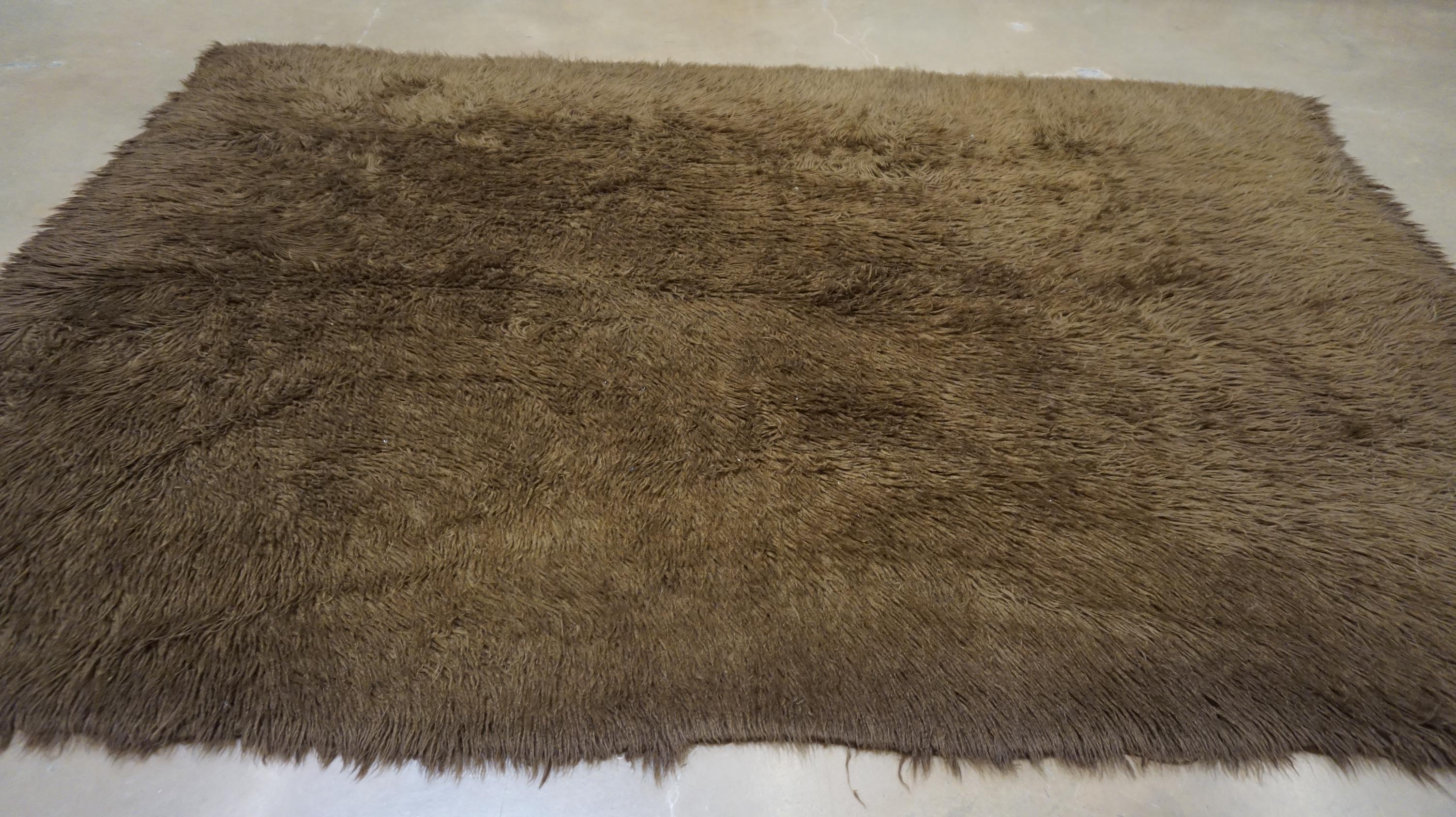 Alfombra vintage de lana en tonos marrones 5'7''X8'3'' Marroquí en venta