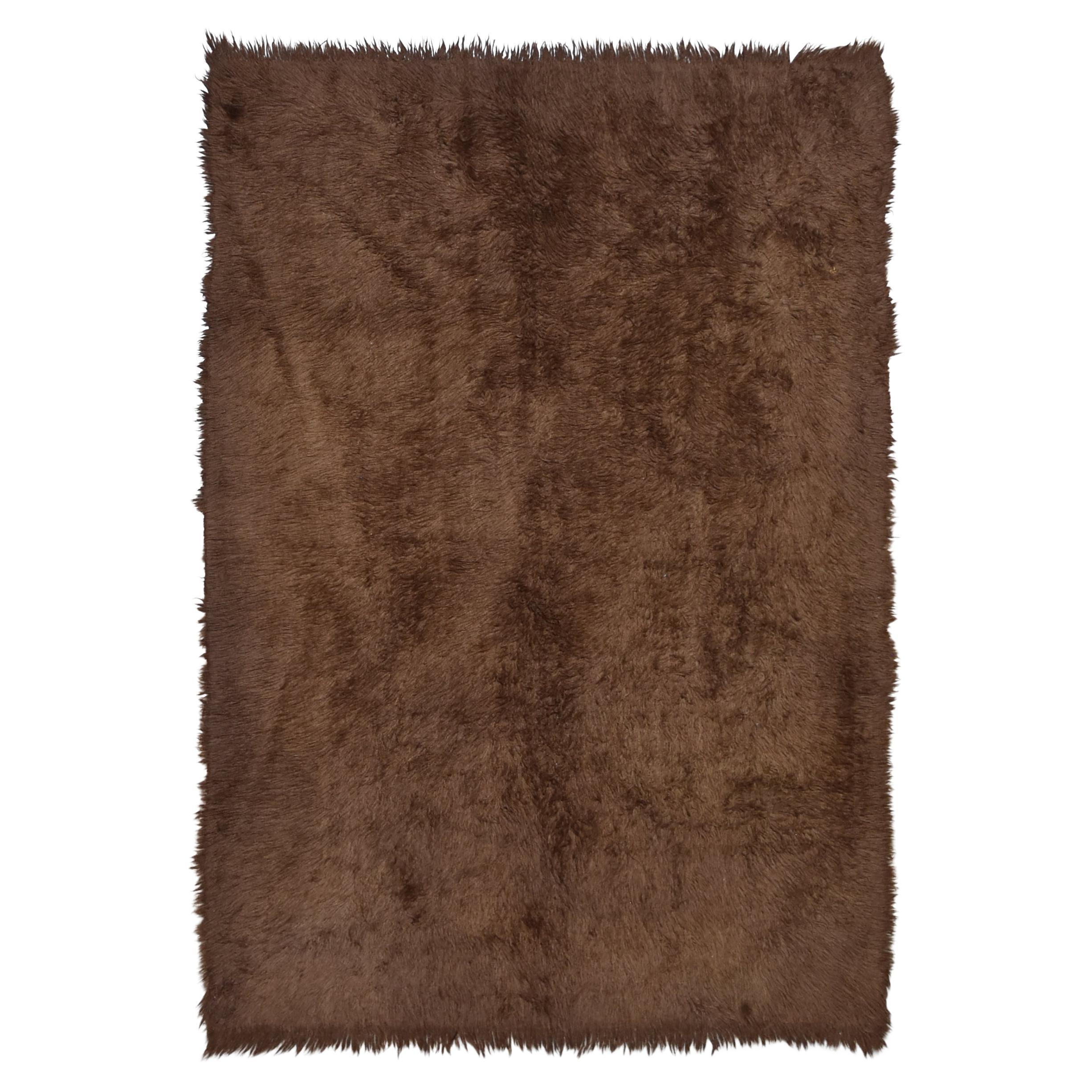 Vintage Brown Tones Blanket Wool Rug 5'7''X8'3''