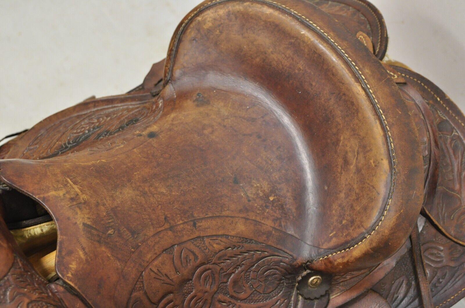 Vintage Brown Tooled Leather Embossed 14