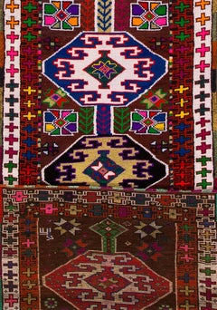 Vintage Brown Tribal Turkish Runner Rug