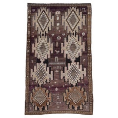 Tapis vintage en laine tribale Brown 7'3''x12'6'' Circa 1960