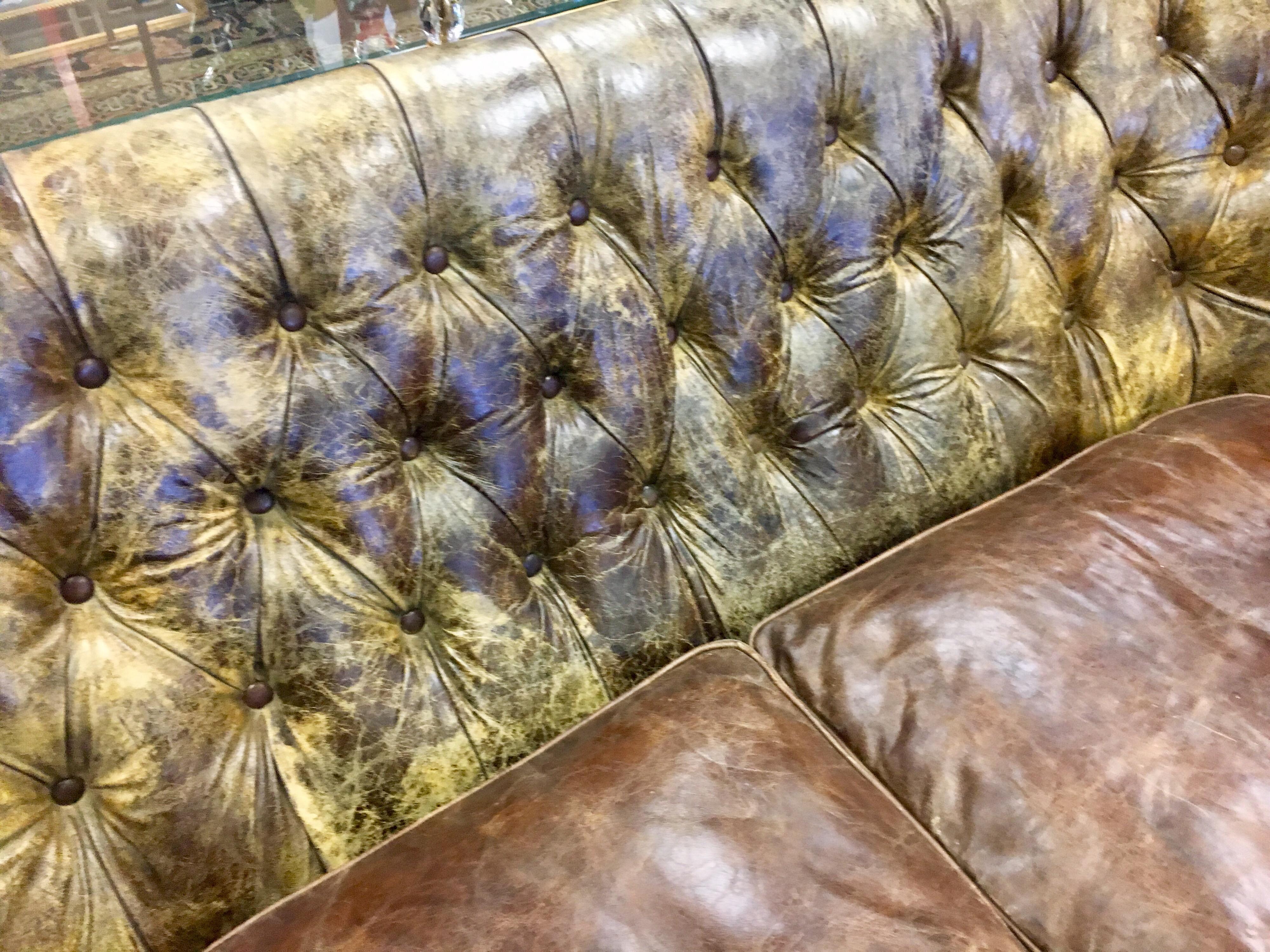 distressed leather couch