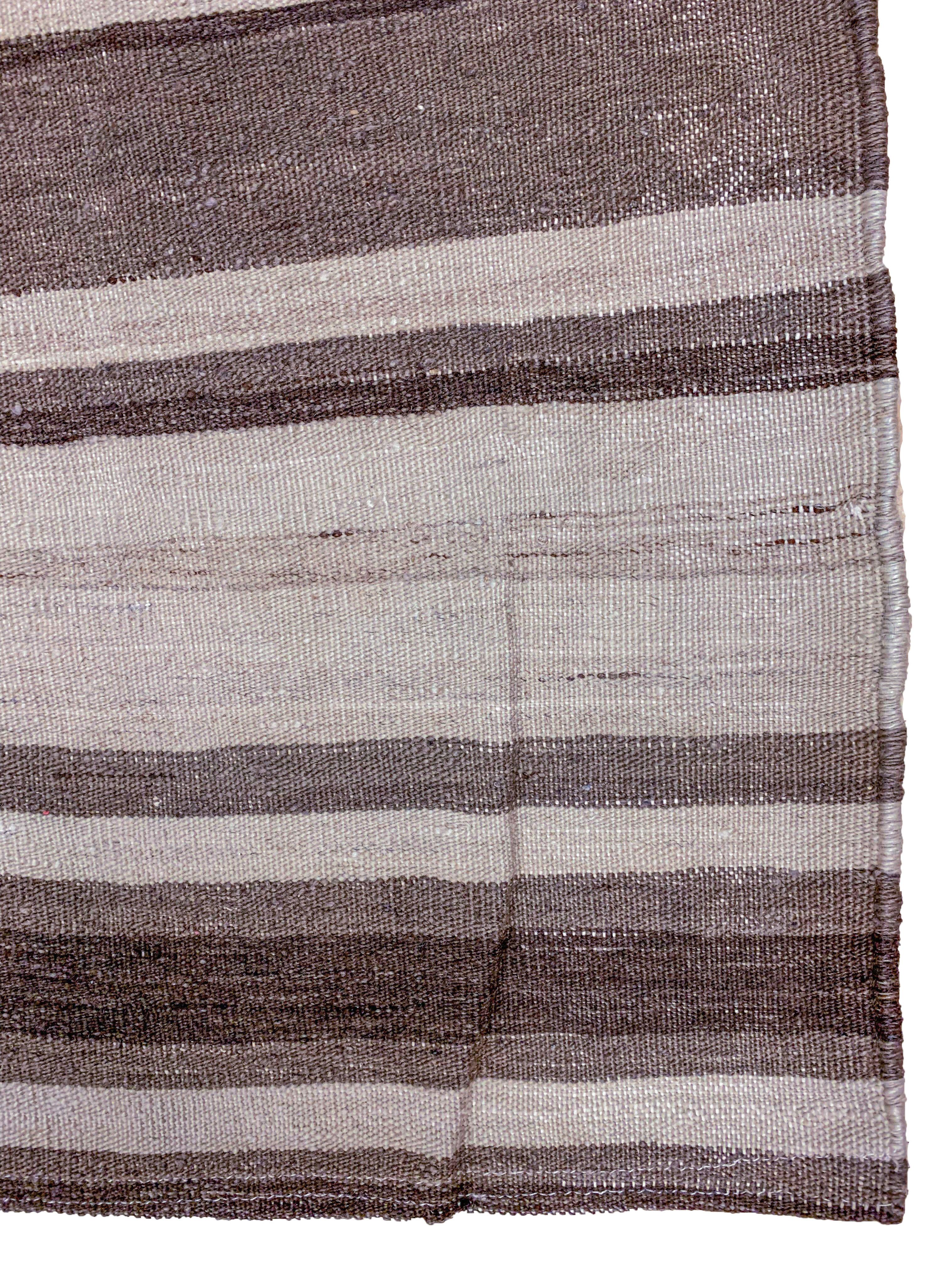 20th Century Vintage Brown Turkish Kilim Rug Runner 5'1 x 10'4 For Sale