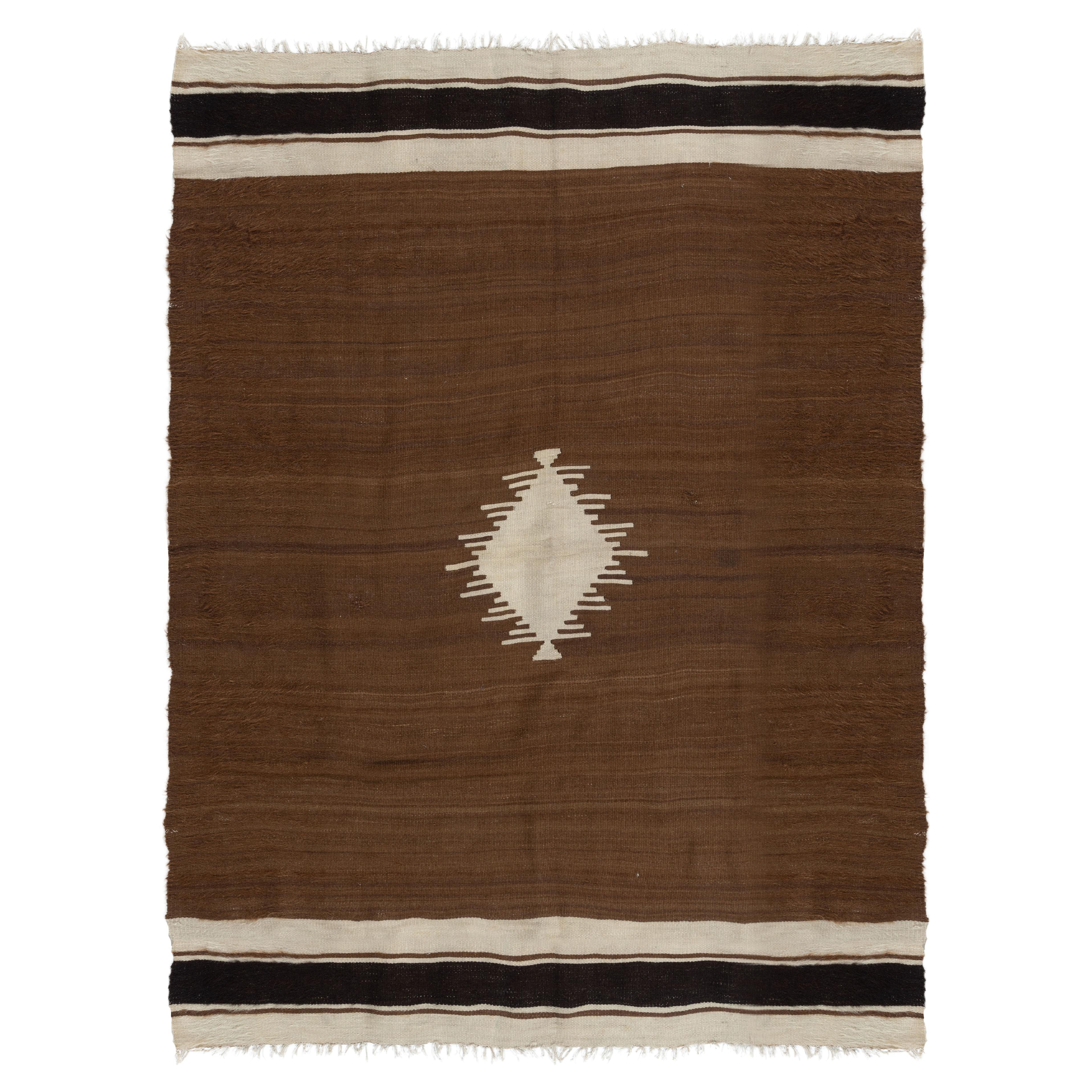 Tapis en mohair turc vintage Brown 4'6 x 6'.