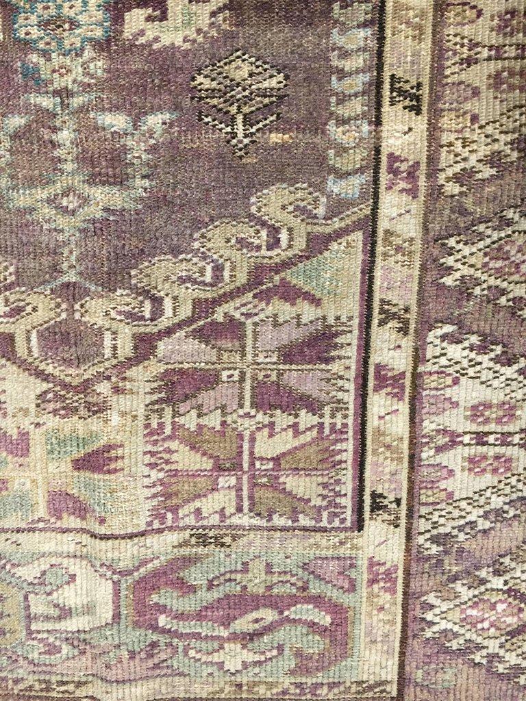 Alfombra Turca Oushak Marrón Vintage  3'10 x 5'6 Tejido a mano en venta