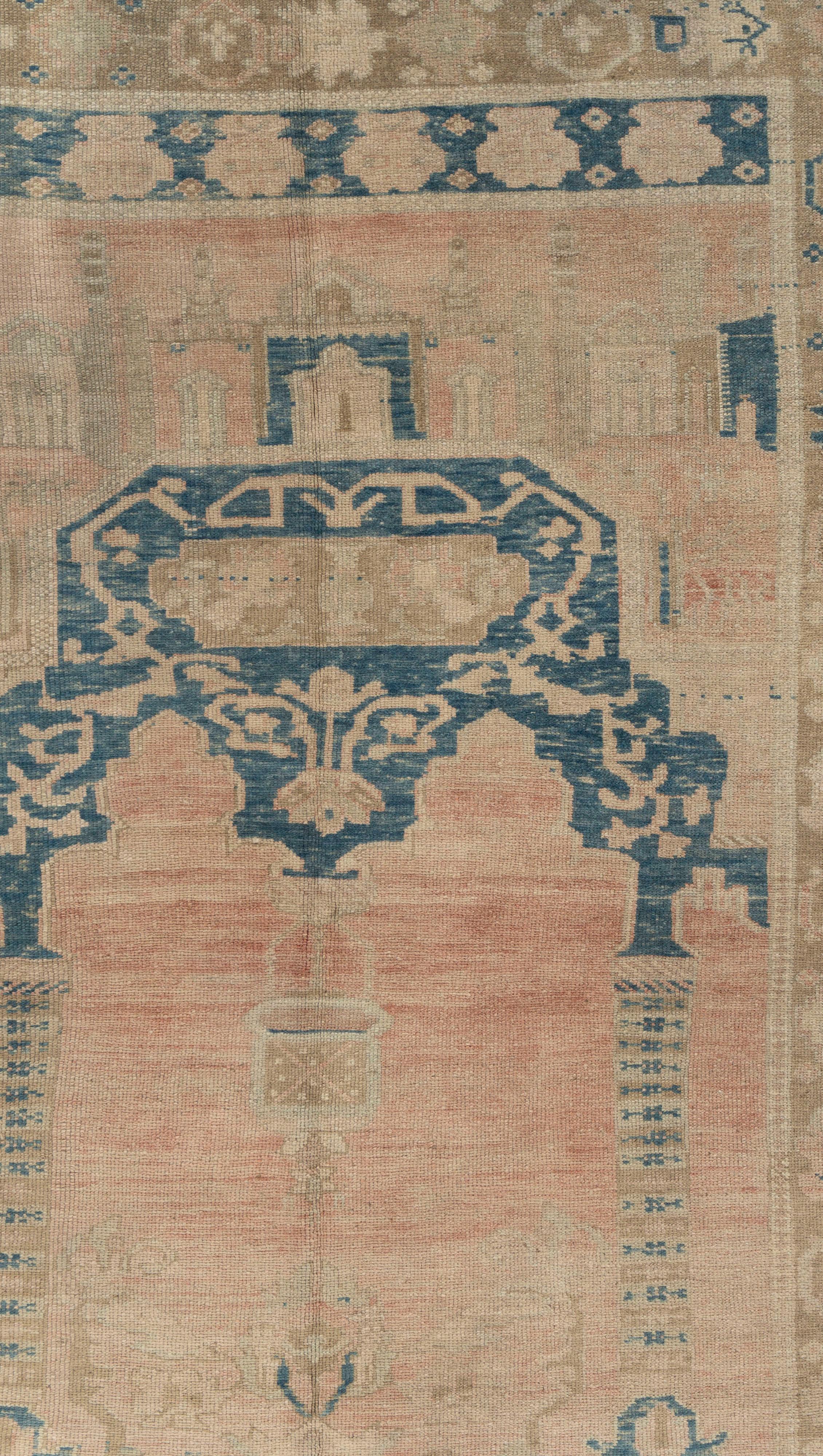 Hand-Woven Vintage Brown Turkish Oushak Area Rug 4'6 X 6'5 For Sale