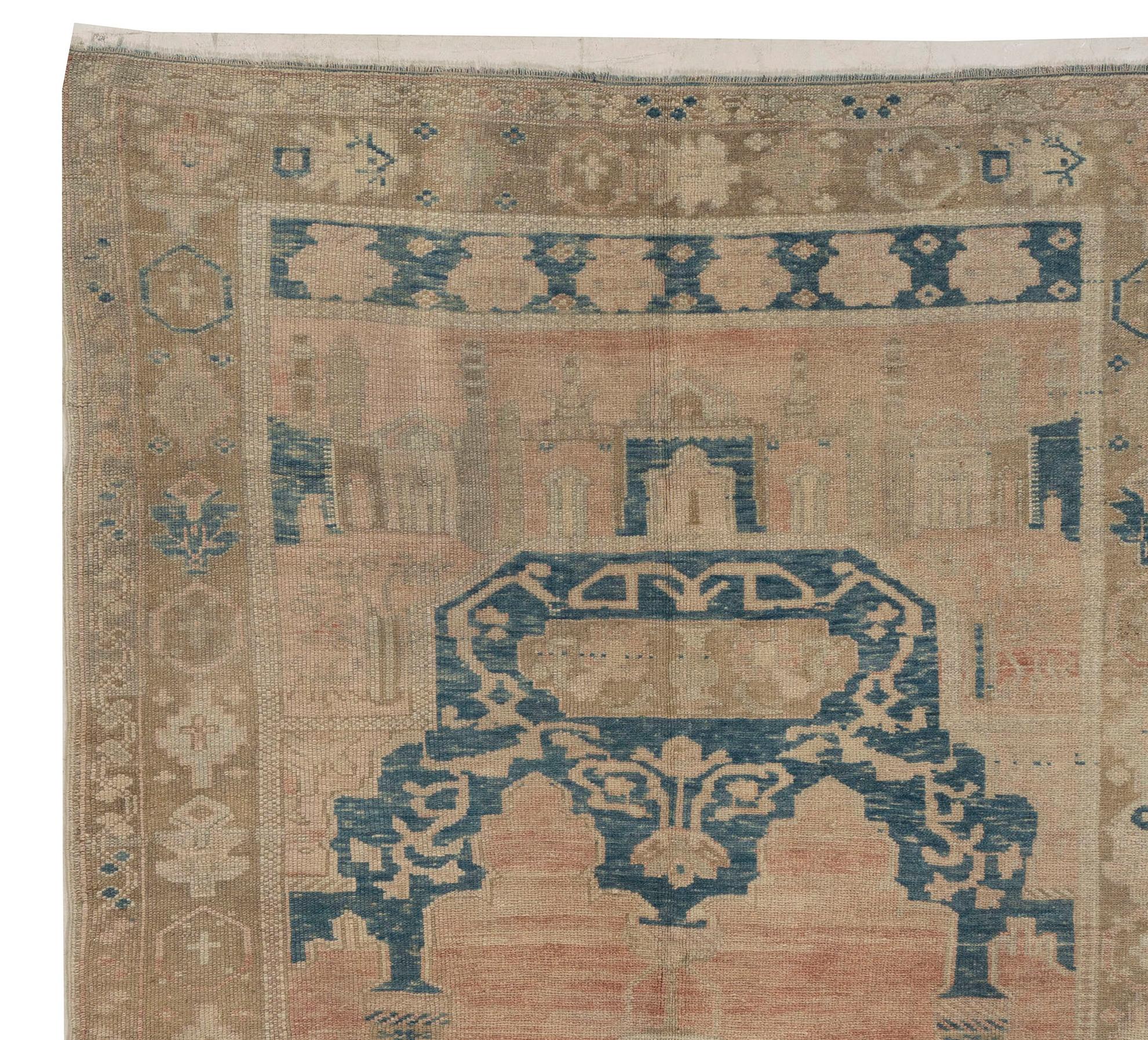 Lana Tappeto vintage marrone turco Oushak 4'6 X 6'5 in vendita