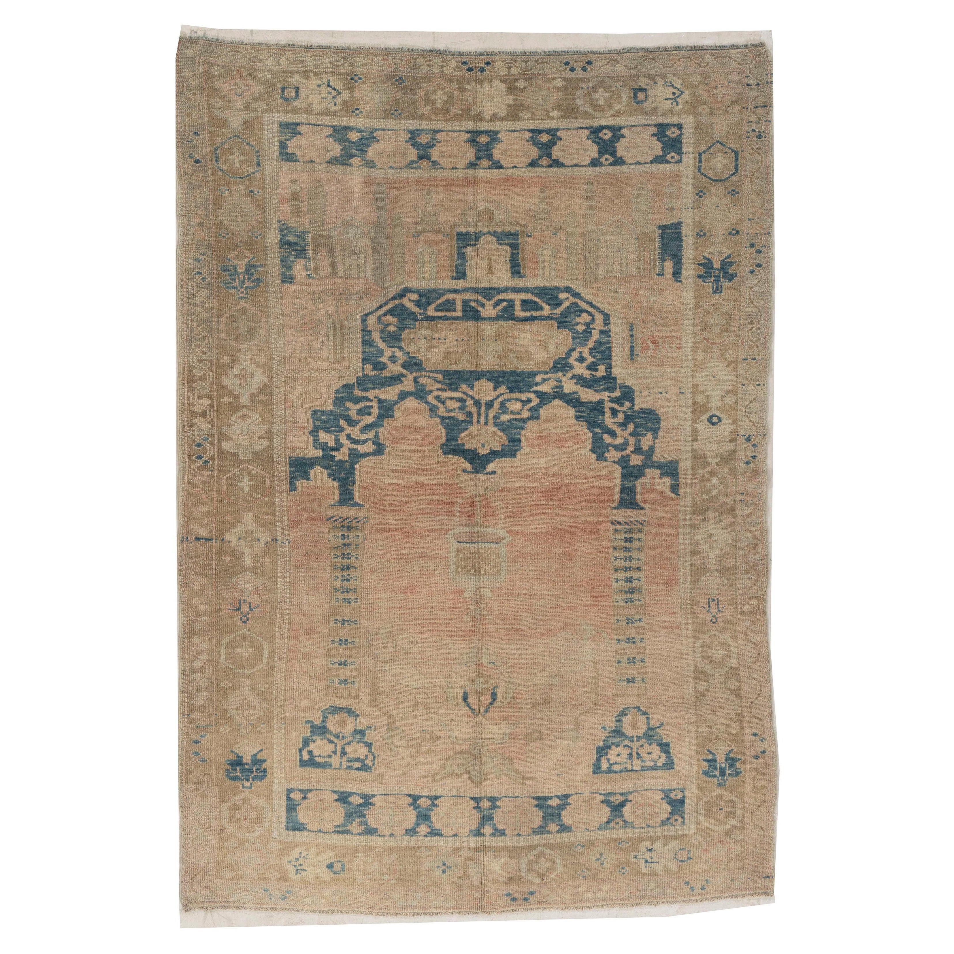 Tappeto vintage marrone turco Oushak 4'6 X 6'5