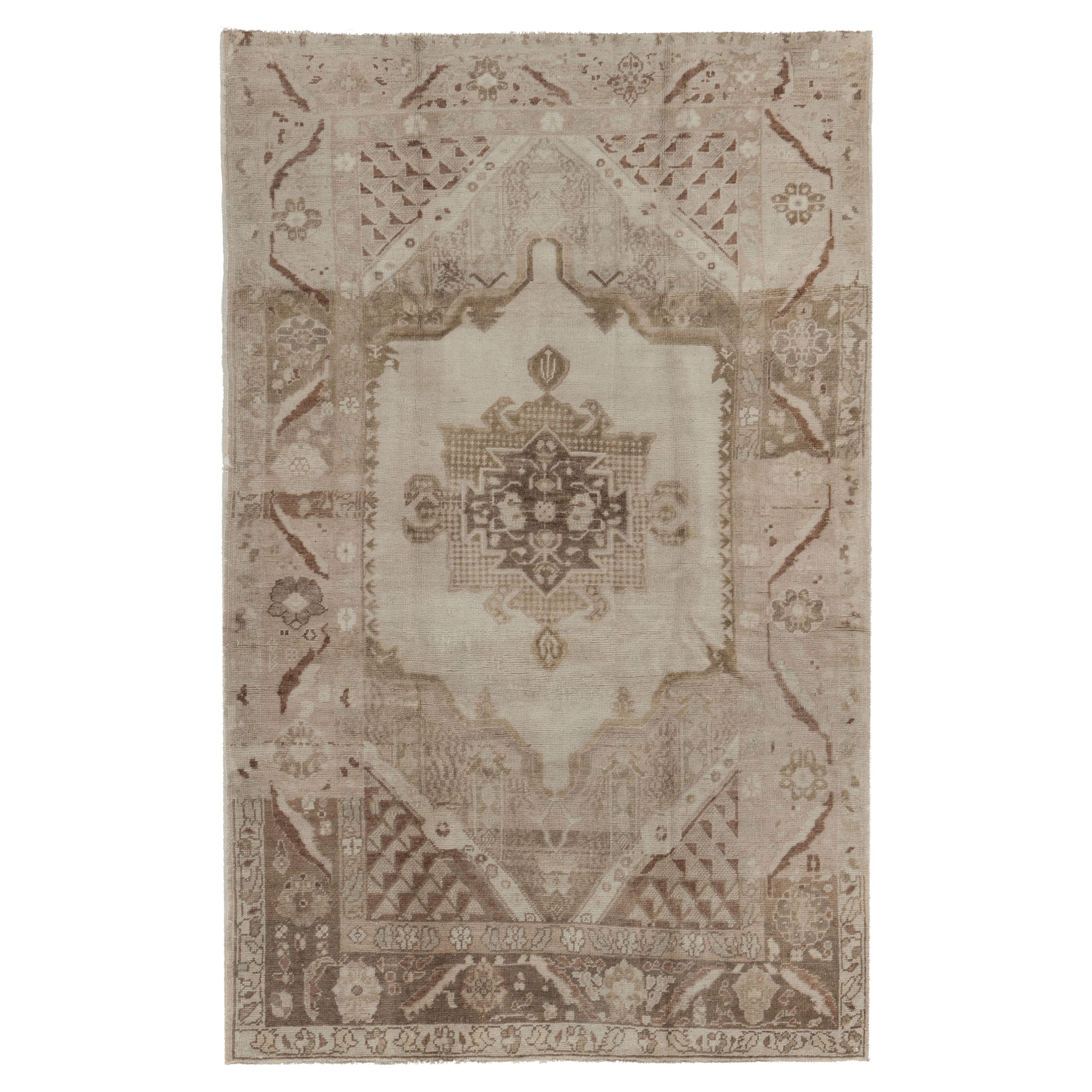 Vintage Brown Turkish Oushak Area Rug