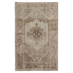 Vintage Brown Turkish Oushak Area Rug