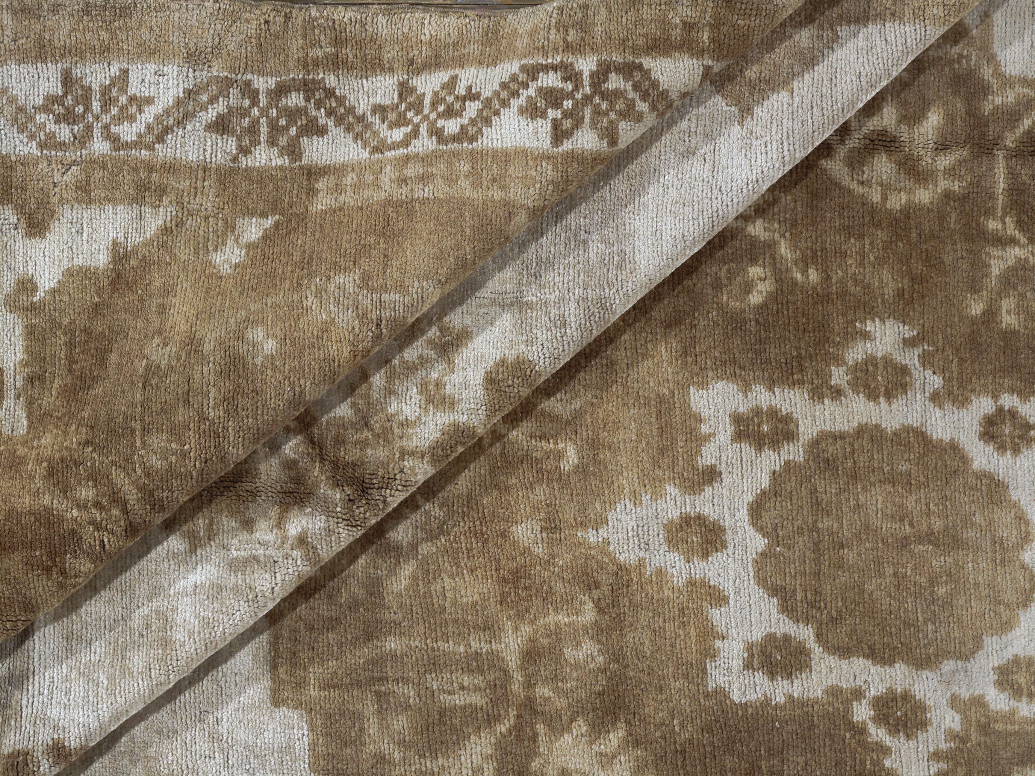 Annodato a mano Tappeto Oushak vintage marrone turco, 6'1 x 10'5 in vendita