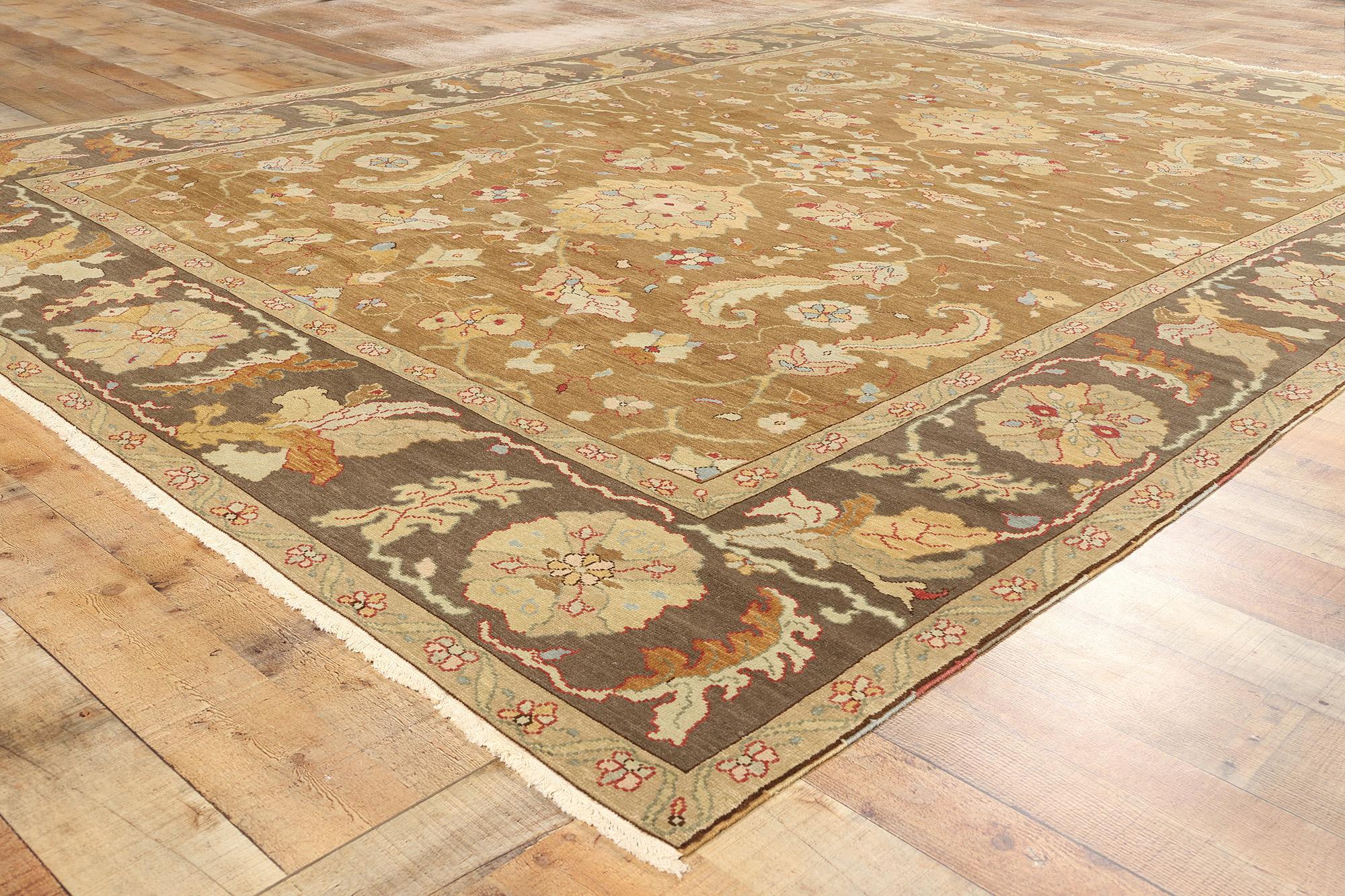 Vintage Brown Turkish Oushak Rug For Sale 2