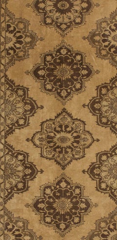 Vintage Turkish Brown Oushak Runner, Hand-Knotted Wool, 4'9" x 12'6", 1940