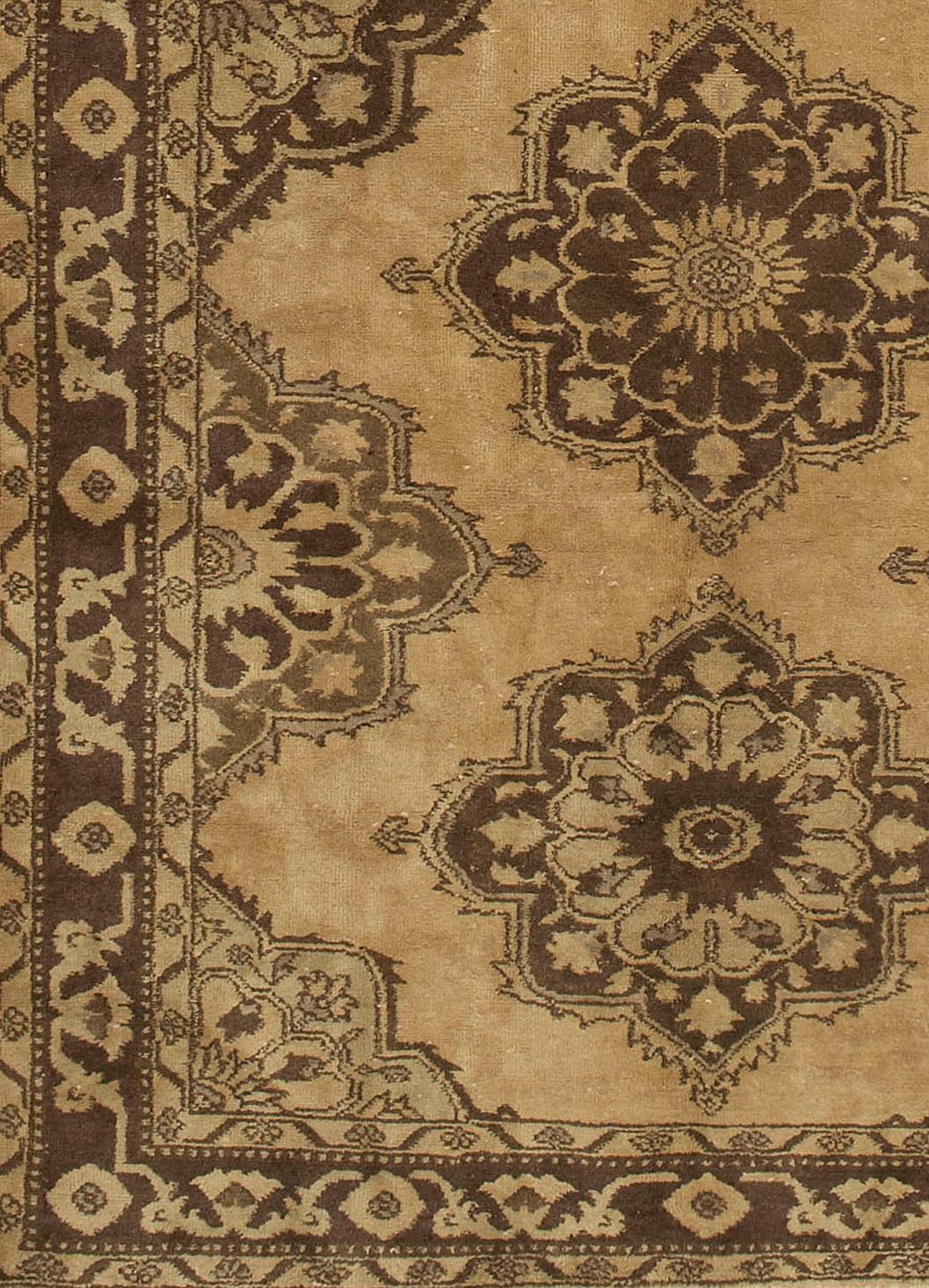 XX secolo Runner Oushak turco marrone vintage 4'9 x 12'6 in vendita