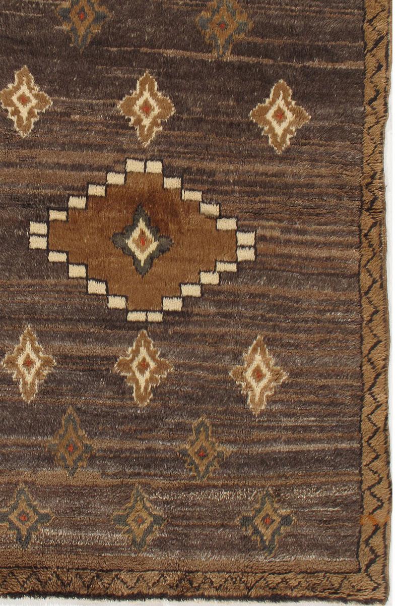 Vintage Braun Türkisch Tulu Teppich 4' X 6'7 im Angebot 1