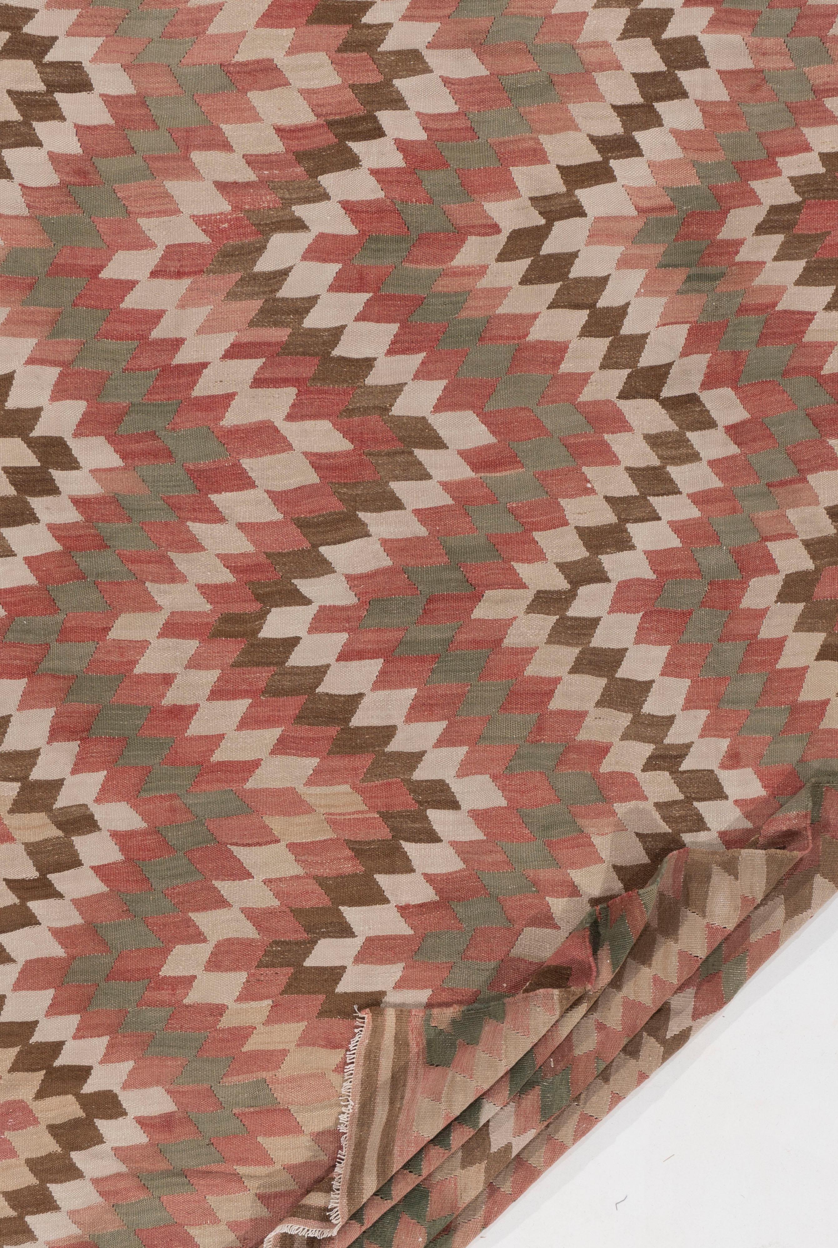 Alfombra Kilim Vintage Marrón de Lana Turca Anudada a Mano en Bueno estado para la venta en New York, NY
