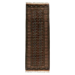 Vintage Brown Turkmen Teppich Läufer 3' X 8'7