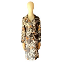 Abito vintage a fantasia bianca e marrone