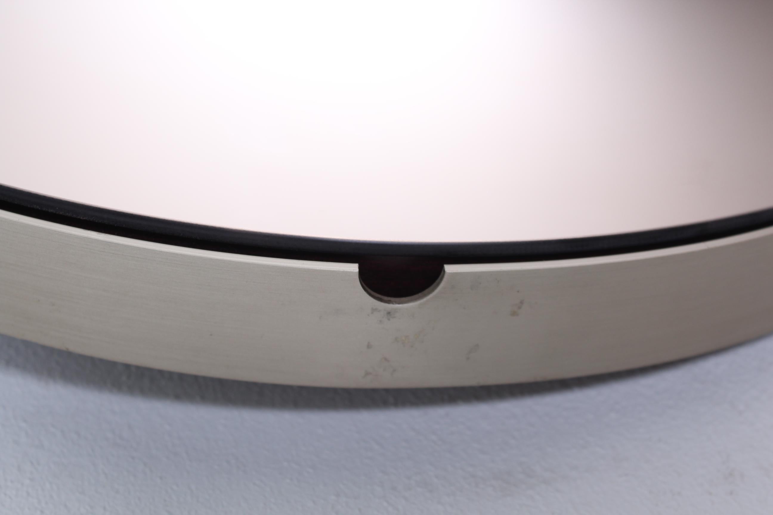 Vintage Brown Wood Brass and Oval Mirror, Italy, 1960s 4