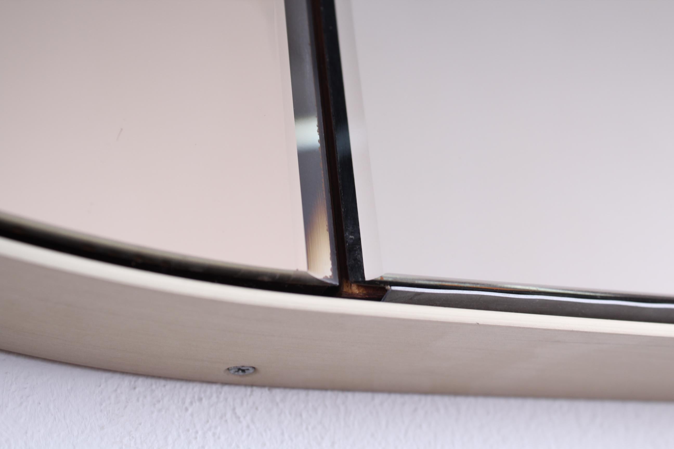 Vintage Brown Wood Brass and Oval Mirror, Italy, 1960s 3