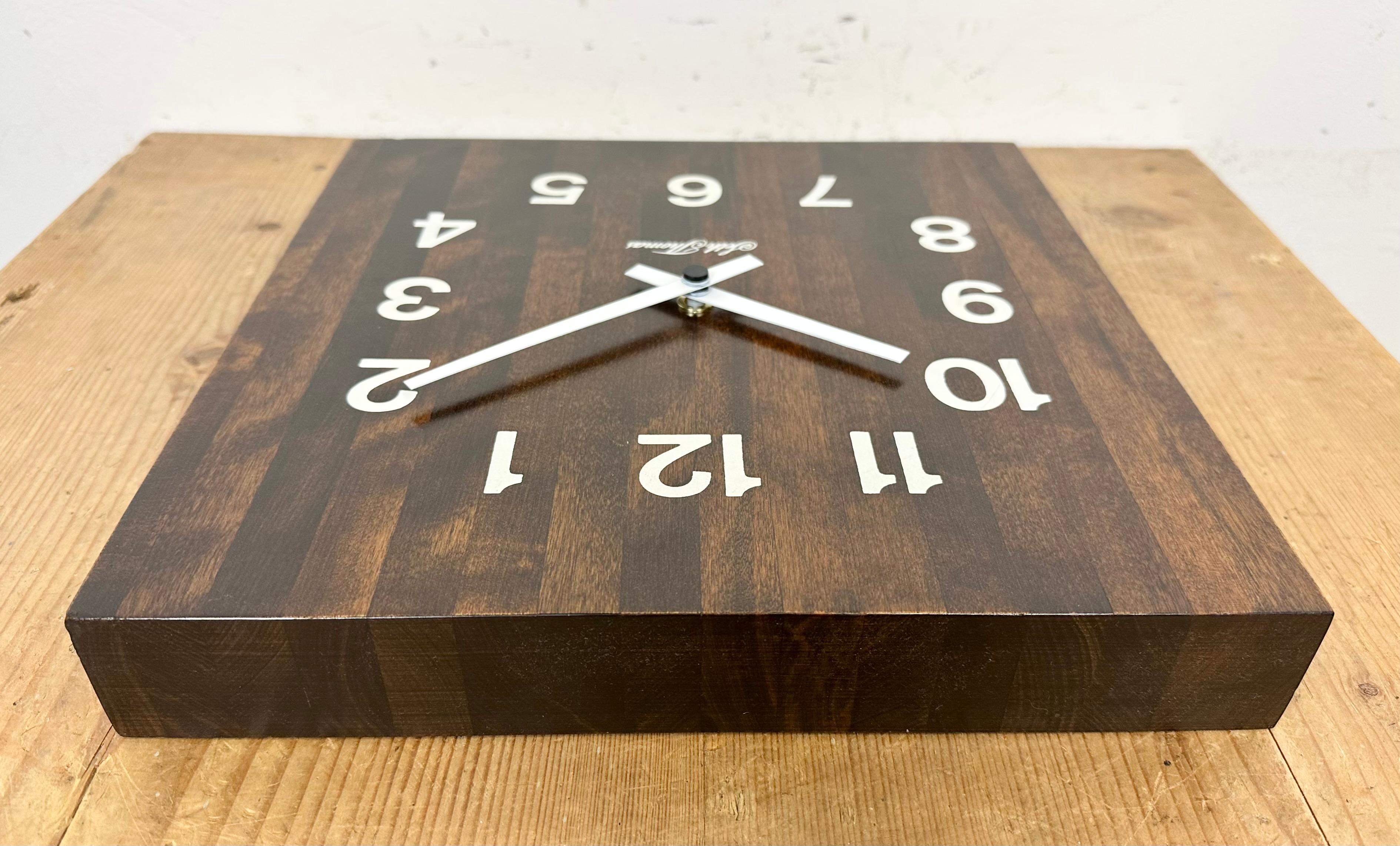 Vintage Brown Wooden Wall Clock from Seth Thomas, 1980s For Sale 2