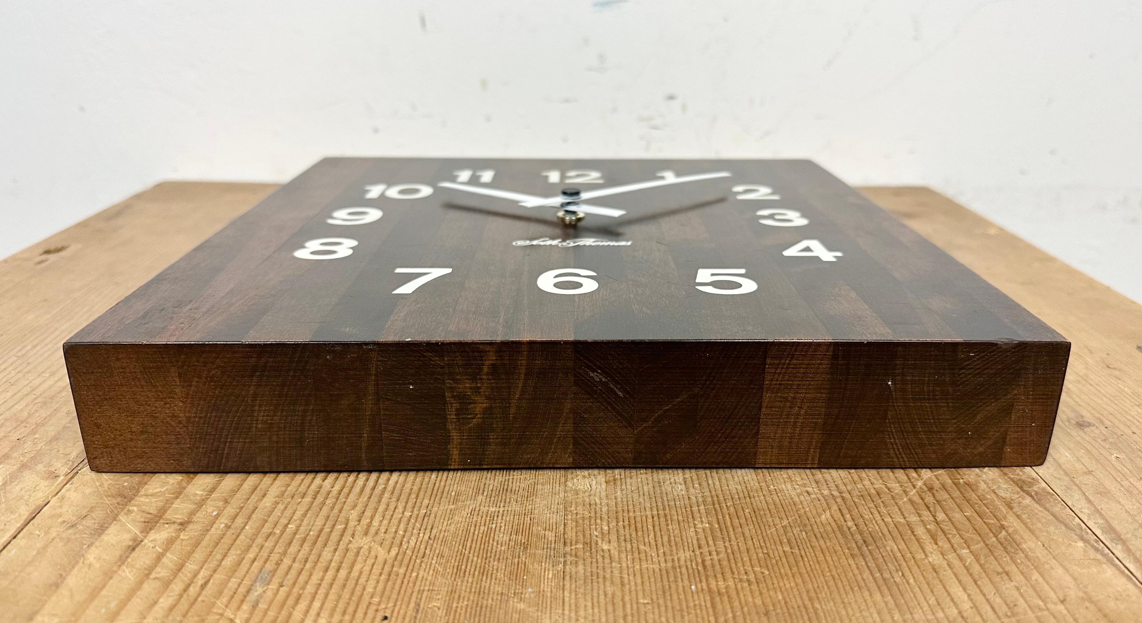 Late 20th Century Vintage Brown Wooden Wall Clock from Seth Thomas, 1980s For Sale