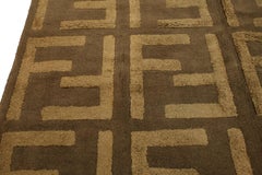 Vintage Brown Wool&Silk European “FENDI” Rug, Mid 20 Century