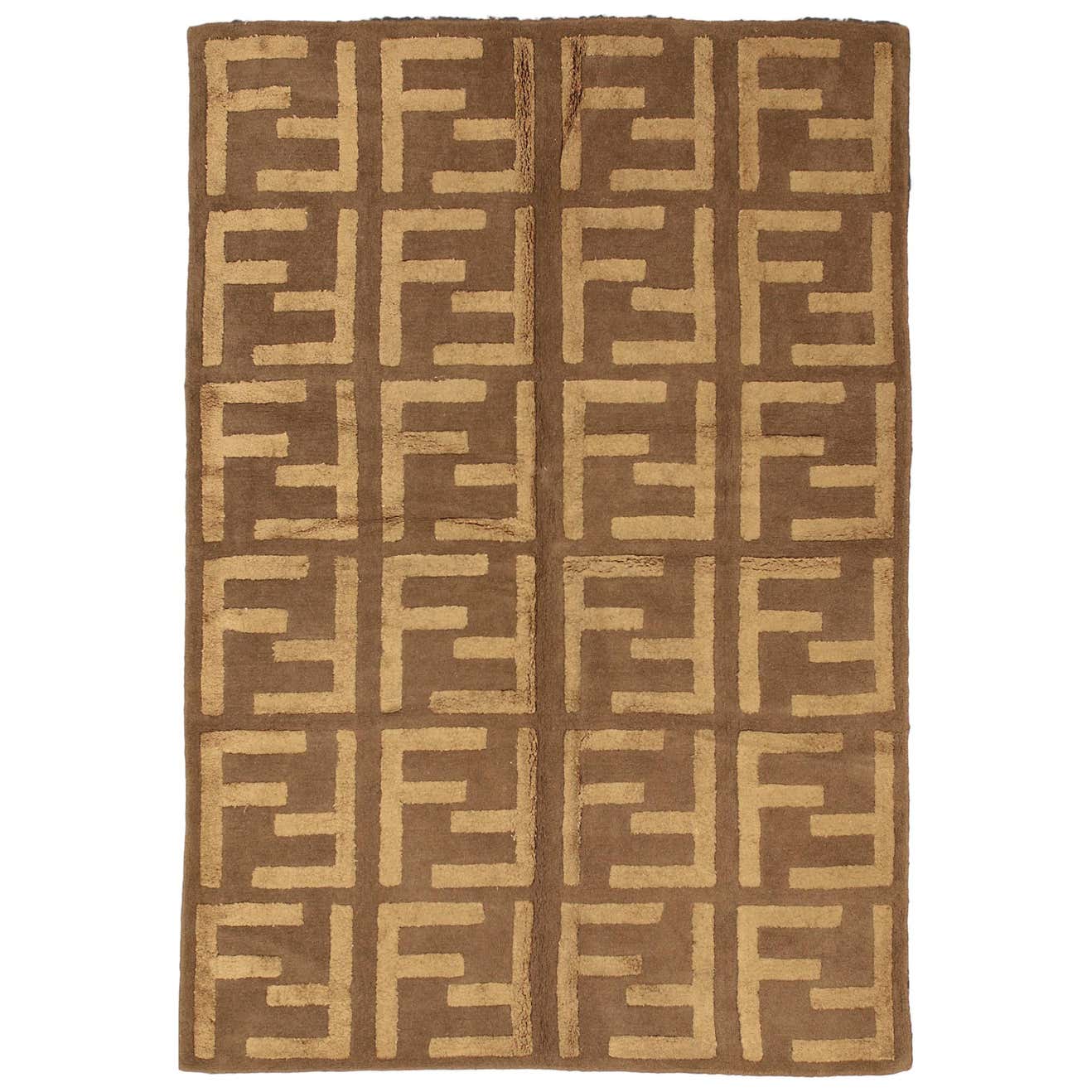 Vintage Brown Wool&Silk European “FENDI” Rug, Mid 20 Century at 1stDibs ...