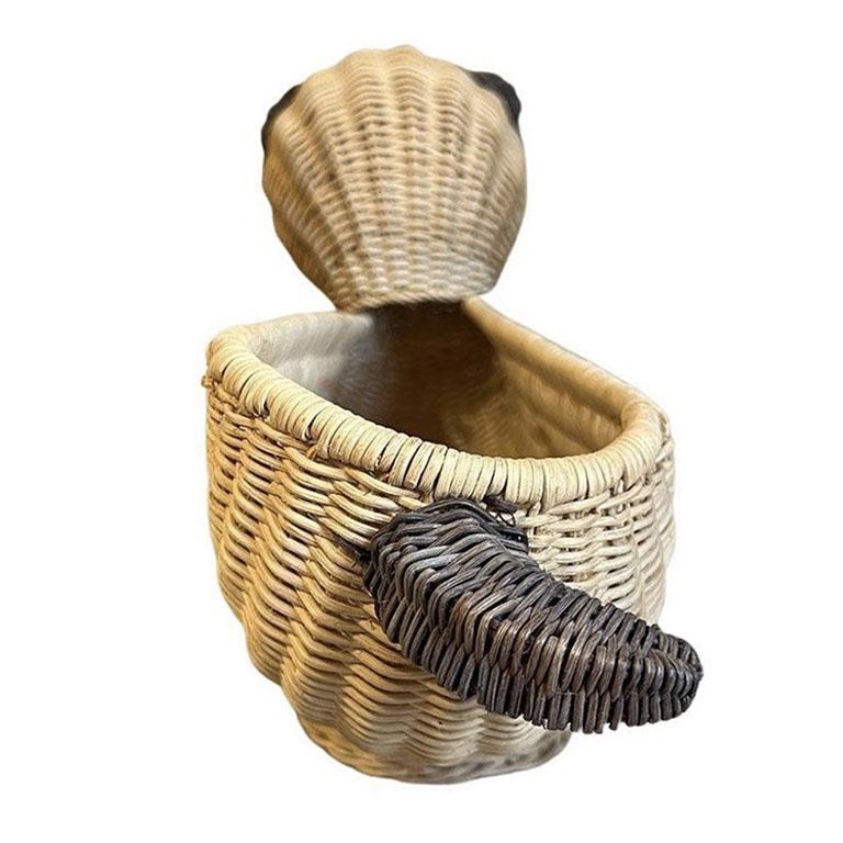 Cesta de mimbre marrón vintage para perros o cachorros en venta 2