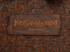 Vintage Brown Yves Saint Laurent Brushed Mohair & Mink Fur Shawl Size O/S