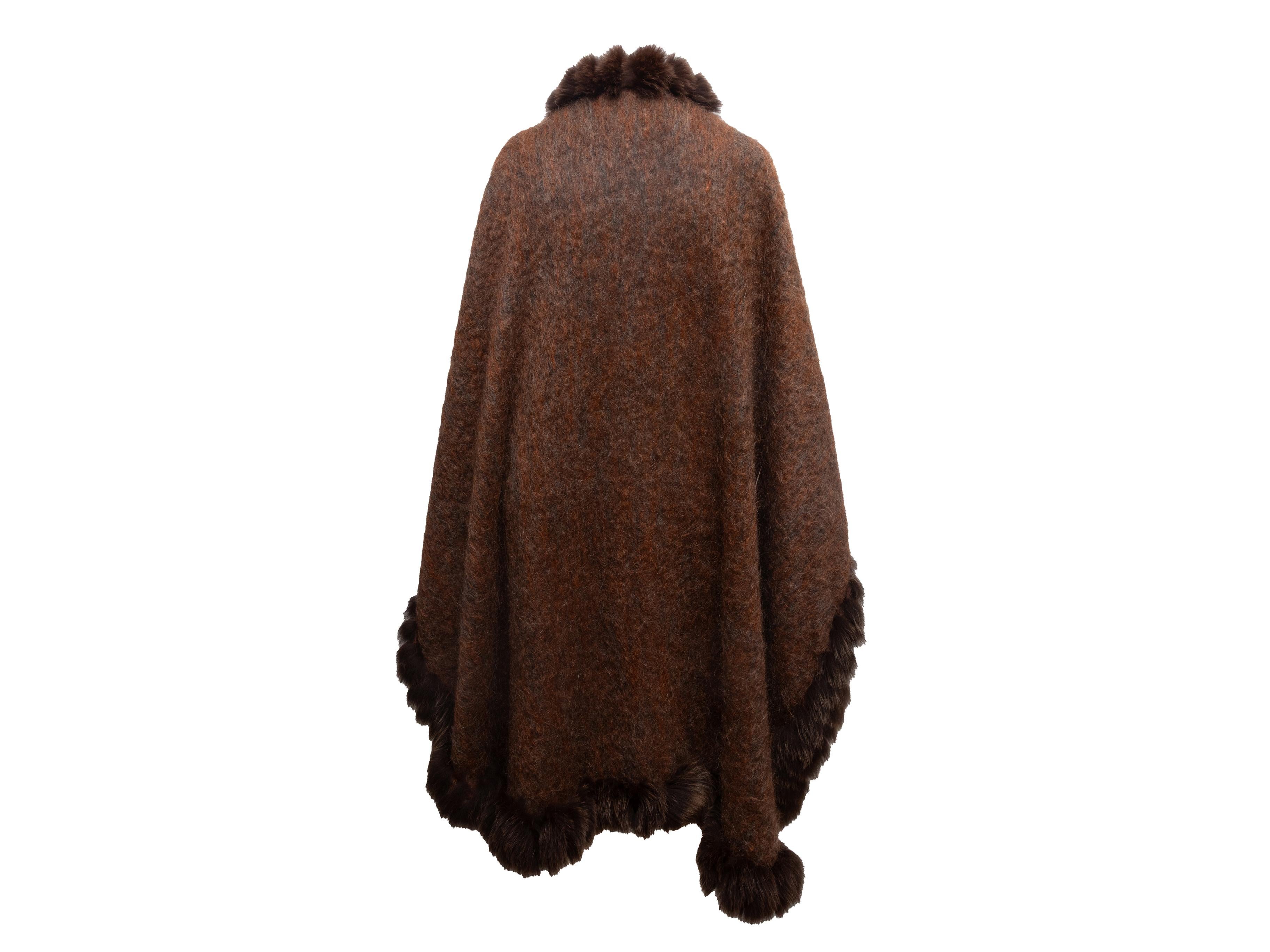 Scialle marrone vintage di Yves Saint Laurent in mohair spazzolato e pelliccia di visone taglia O/S In condizioni buone in vendita a New York, NY