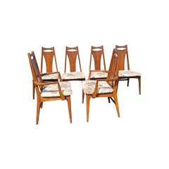 Vintage Broyhill Brasilia Style Dining Chairs Six Set Mid Century Modern Design