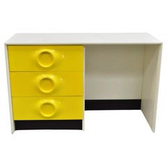Retro Broyhill Premier Yellow Molded Plastic Space Age Joe Colombo Style Desk