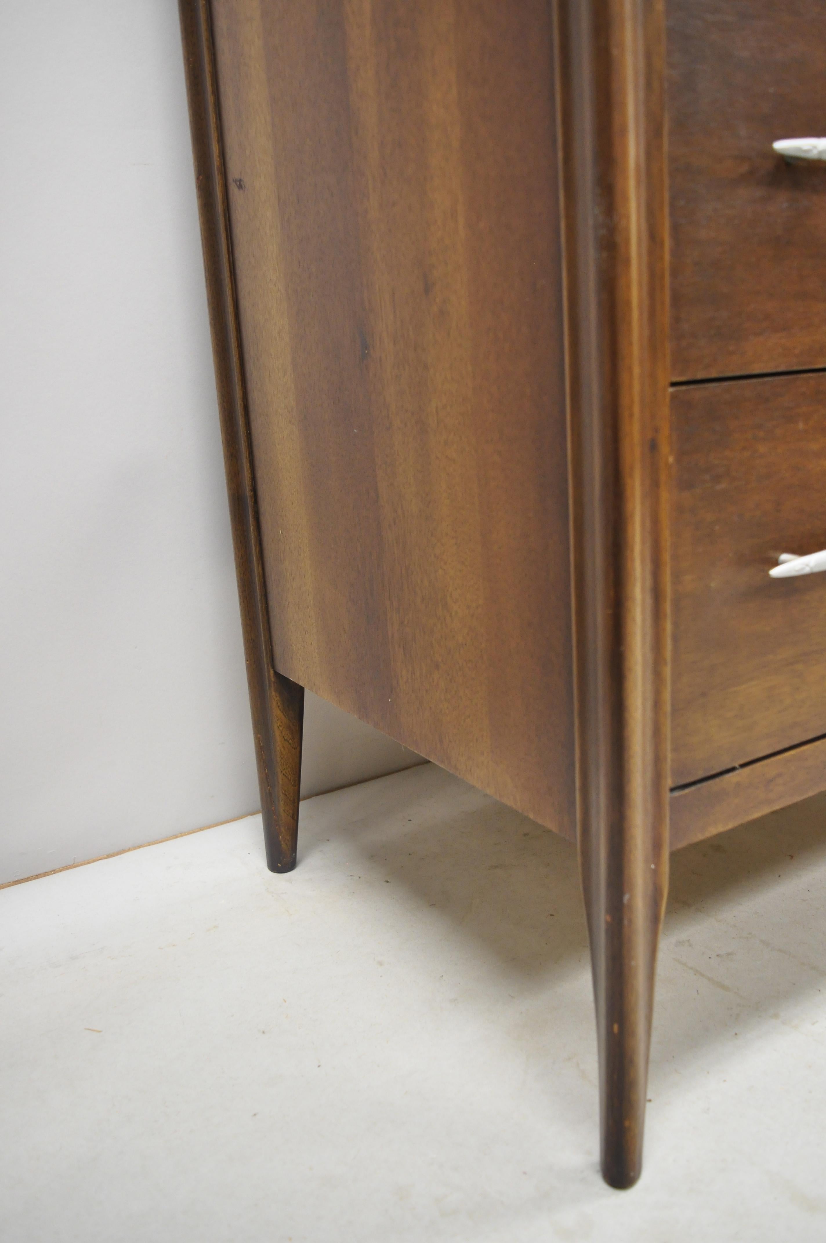 Vintage Broyhill Saga Mid-Century Modern Walnut Carved Star Tall Chest Dresser 1