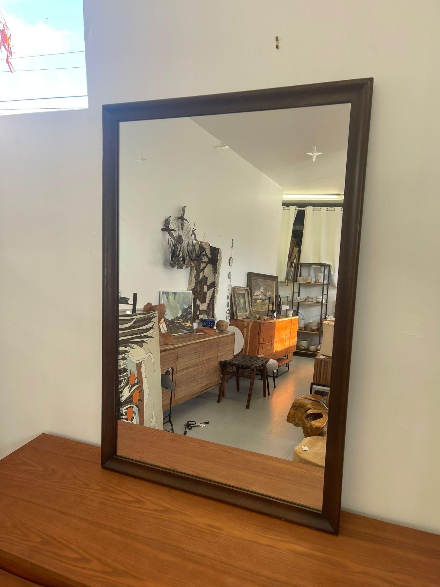 Vintage Broyhill Saga Wood Framed Mirror With Star Etching. In Good Condition For Sale In Seattle, WA