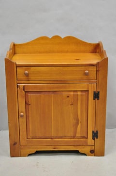 Vintage Broyhill USA Colonial Style Pine Wood Washstand Side Table Cabinet