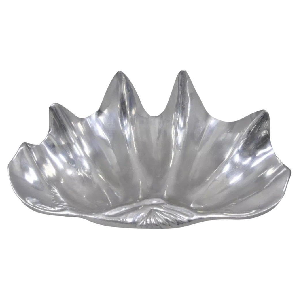 Vintage Bruce Fox Design Wilton Plato grande de concha de aluminio de 19" Tazón para centro de mesa