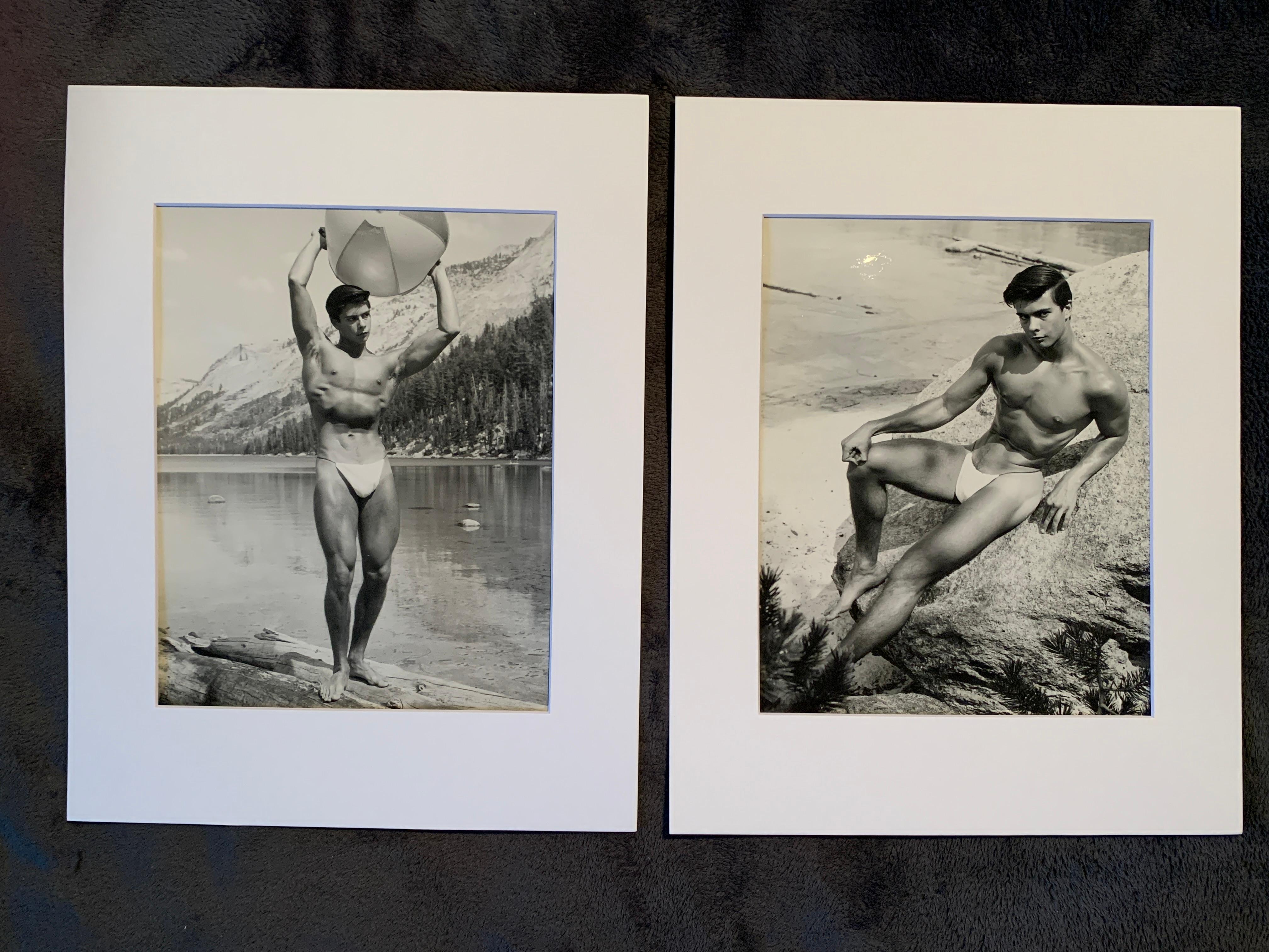 Vintage Bruce of Los Angeles Matched Pair Original B & W Male Photographs Set For Sale 1