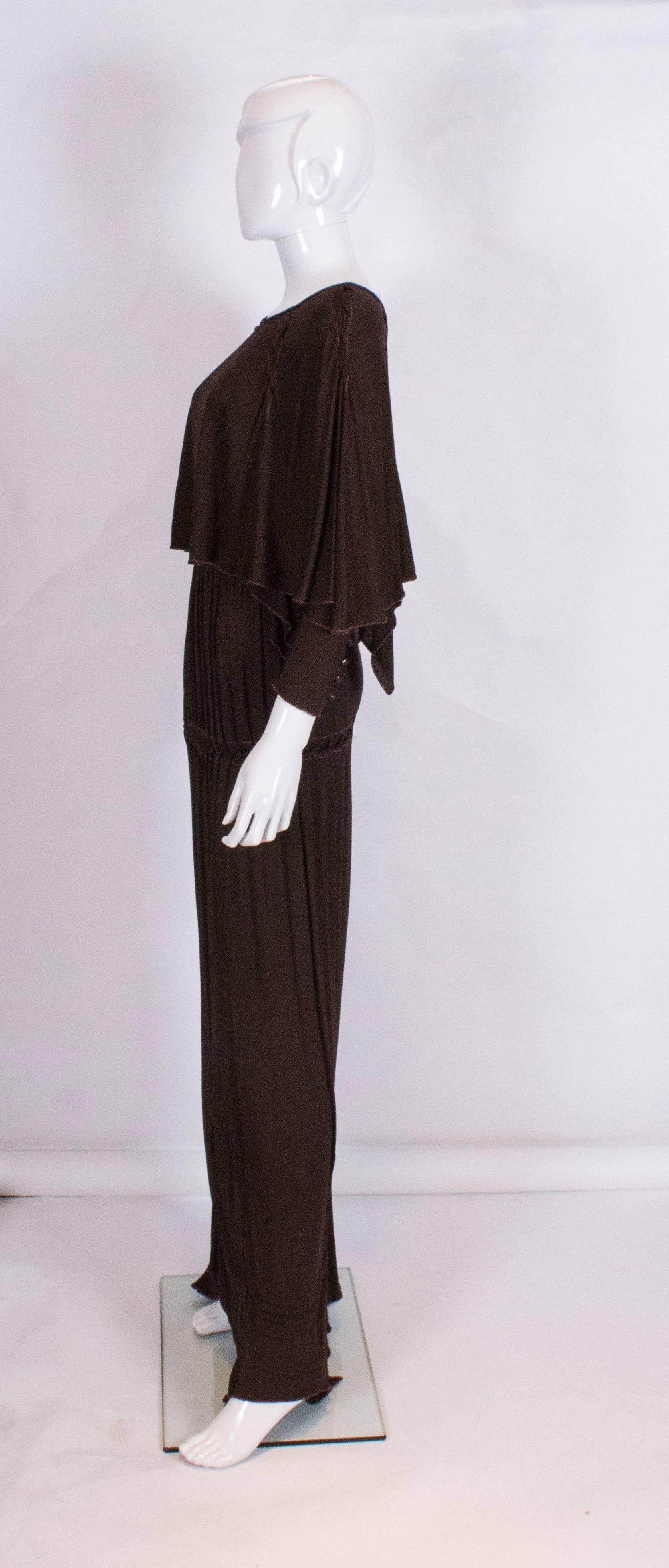 Vintage Bruce Oldfield Brown Jersey Gown In Excellent Condition For Sale In London, GB