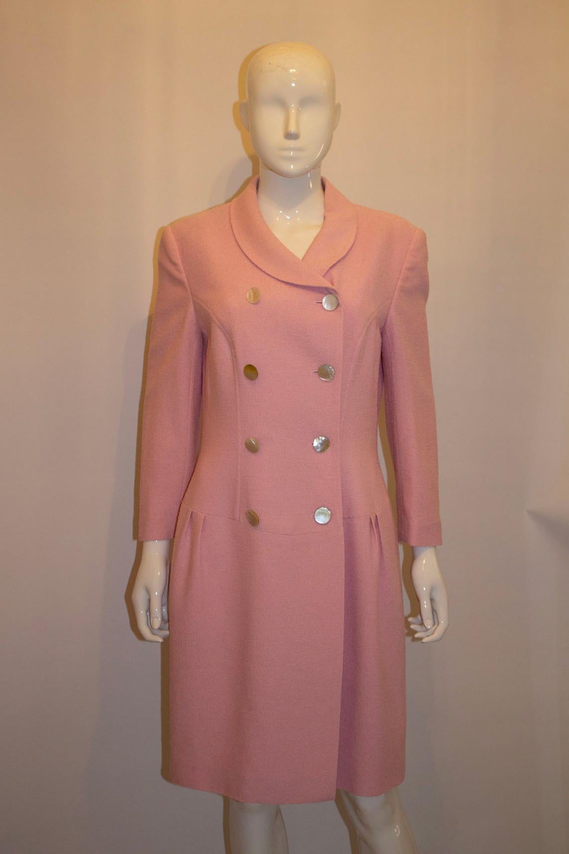 Women's Vintage Bruce Oldfield Pink Boucle CoatDress For Sale