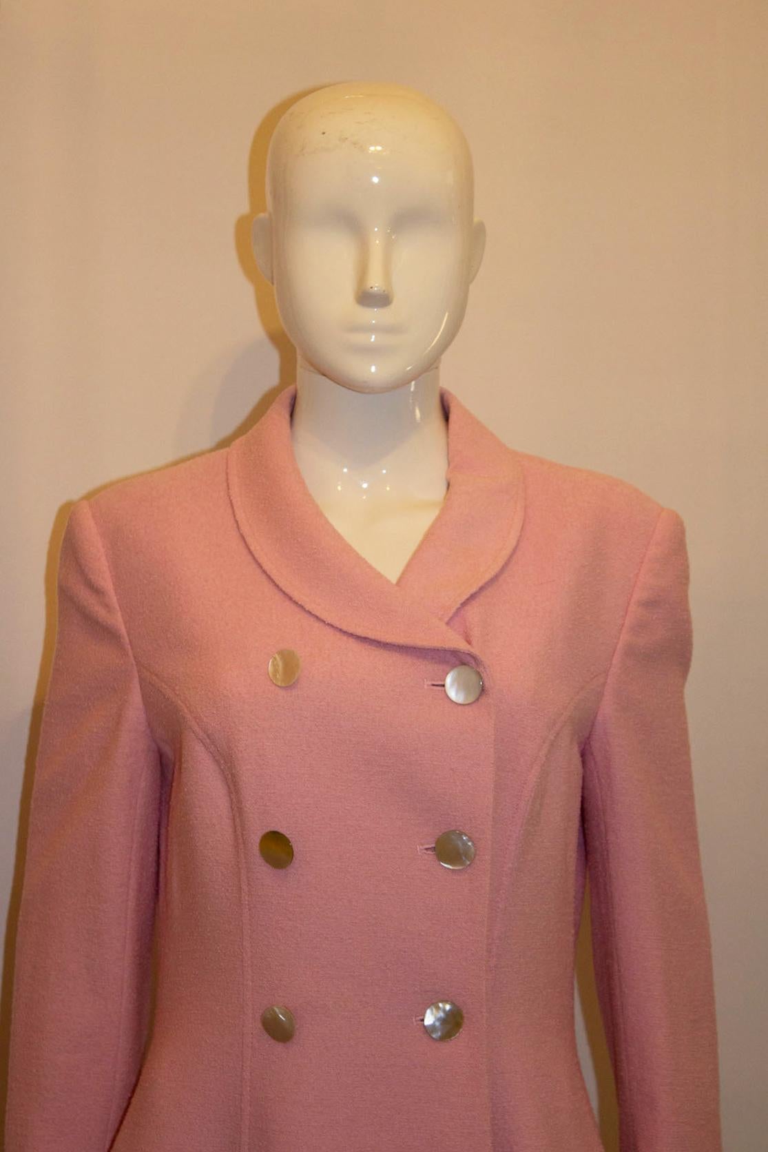 Vintage Bruce Oldfield Pink Boucle CoatDress For Sale 1
