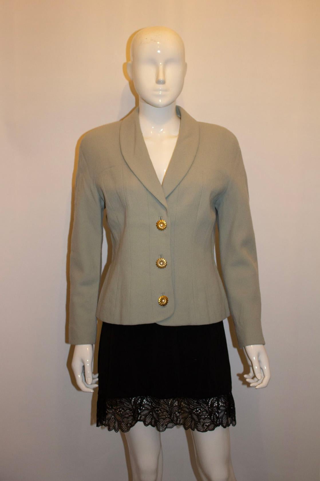 Vintage Bruce Oldfield Pretty Sage Green Jacket In Good Condition For Sale In London, GB