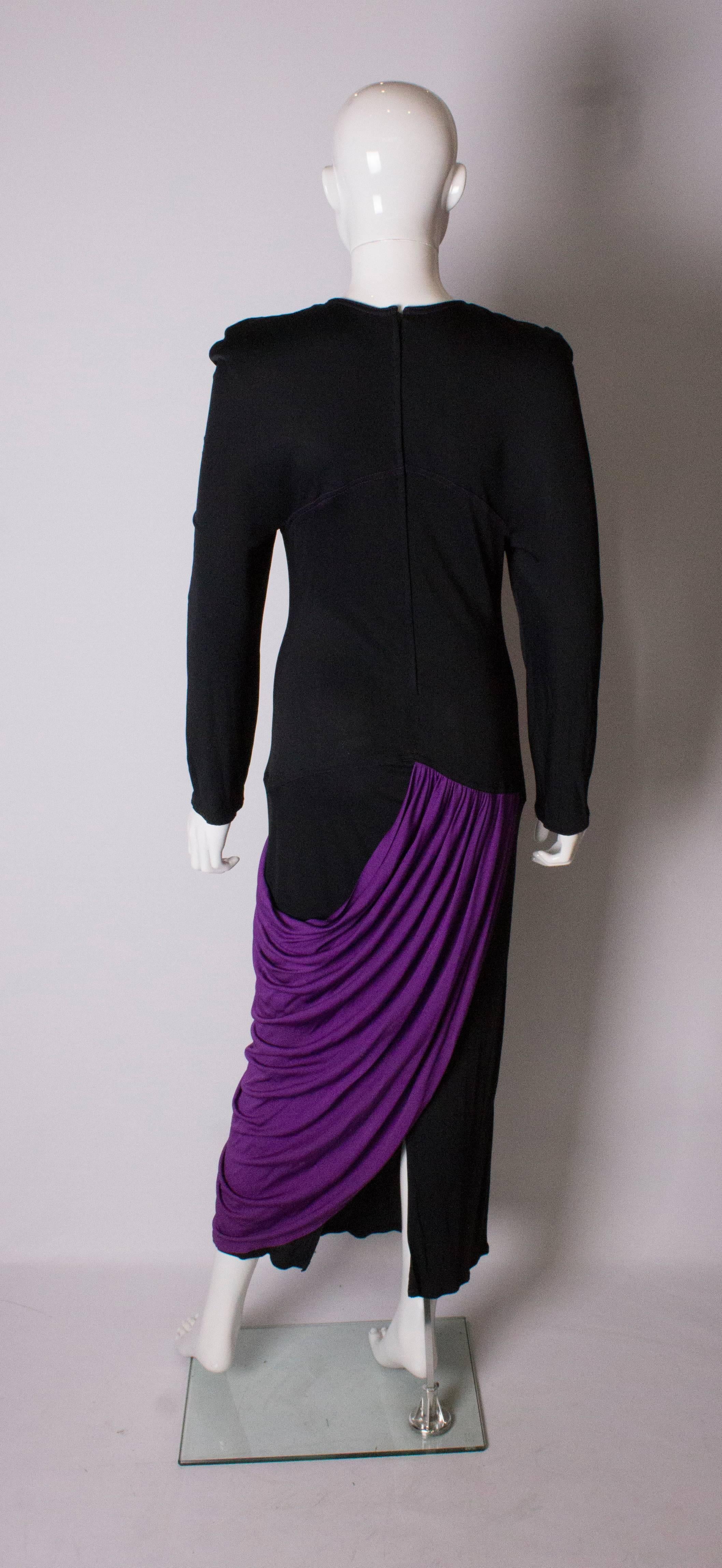 Vintage Bruce Oldfield Purple and Black Gown For Sale 1