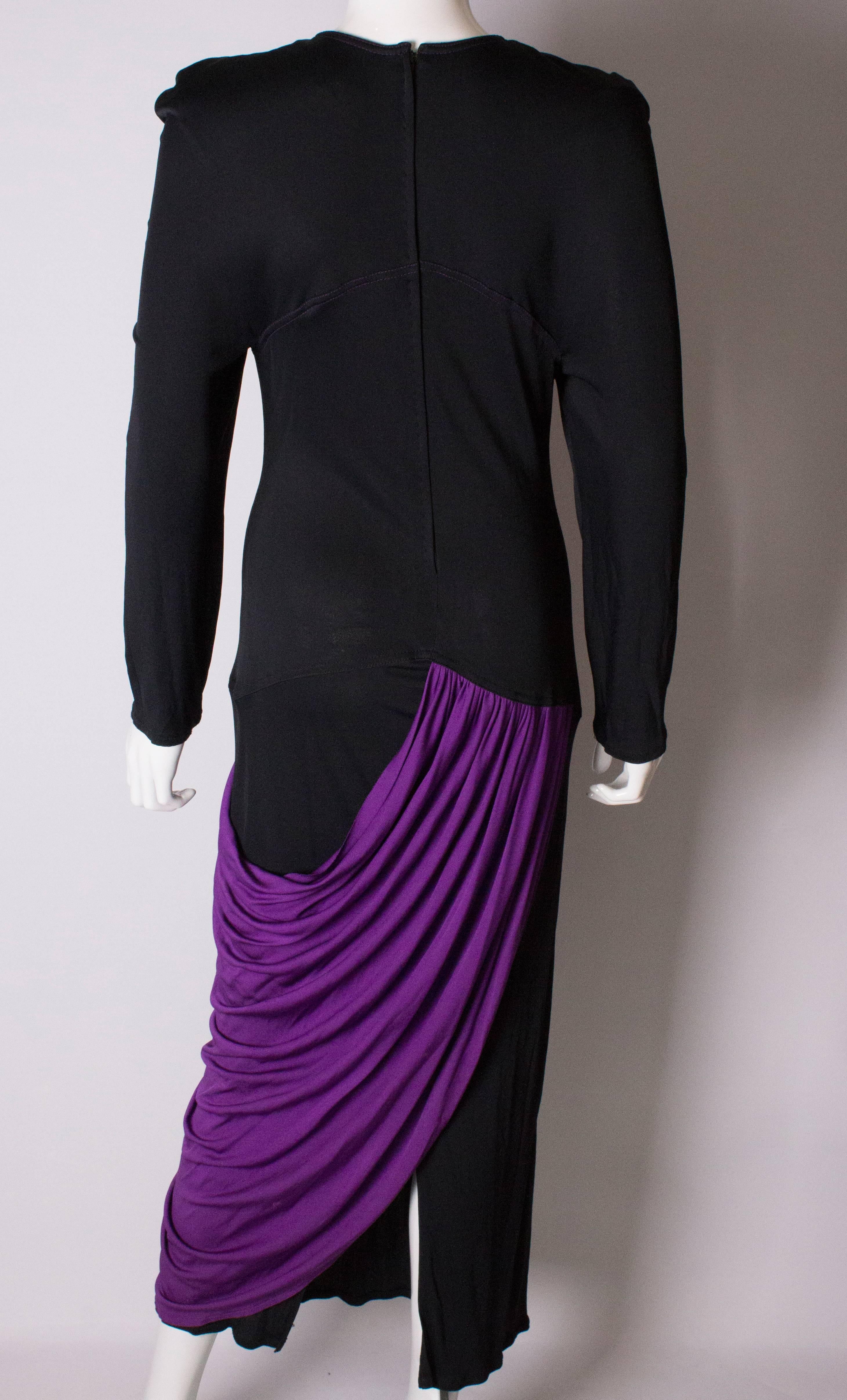 Vintage Bruce Oldfield Purple and Black Gown For Sale 2