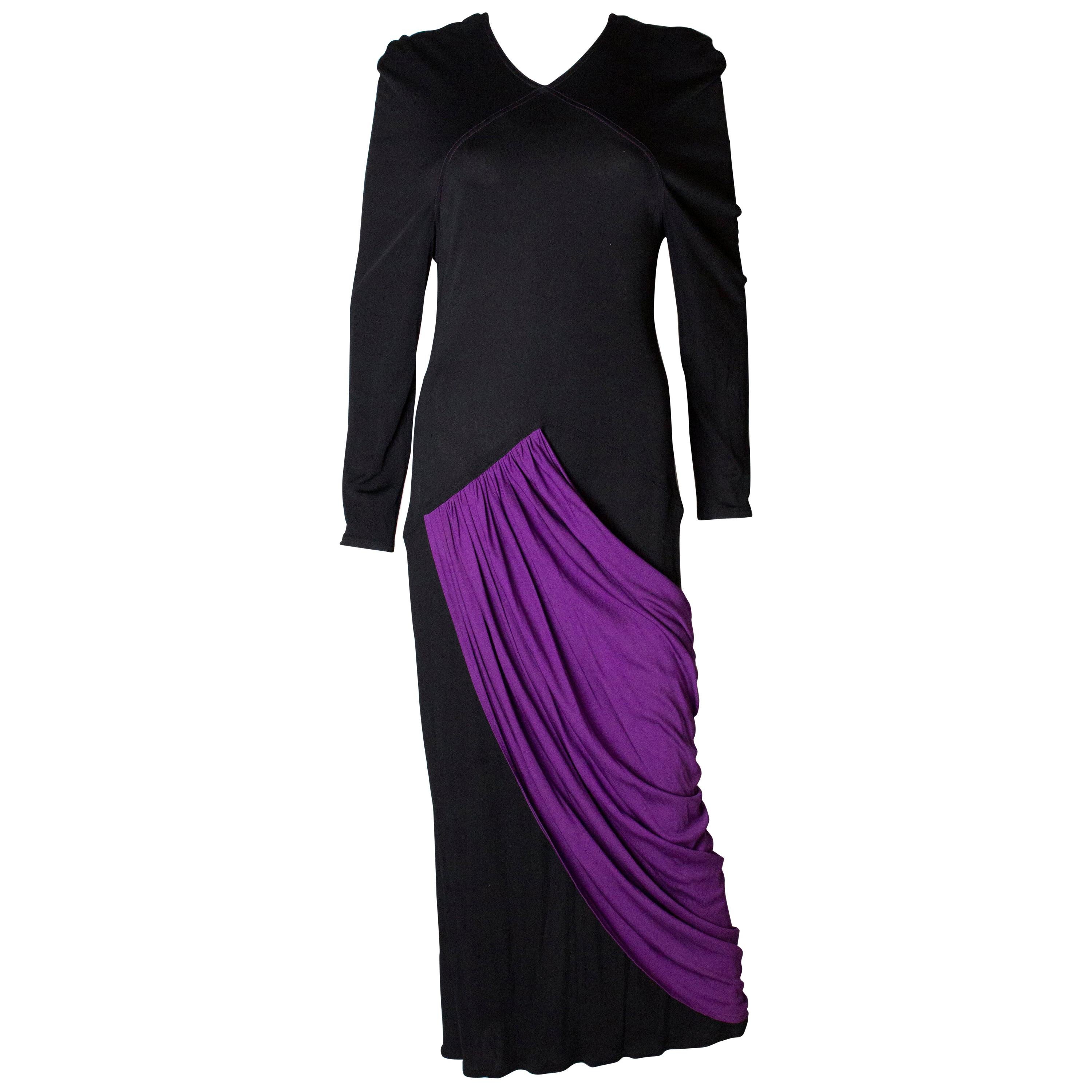 Vintage Bruce Oldfield Purple and Black Gown