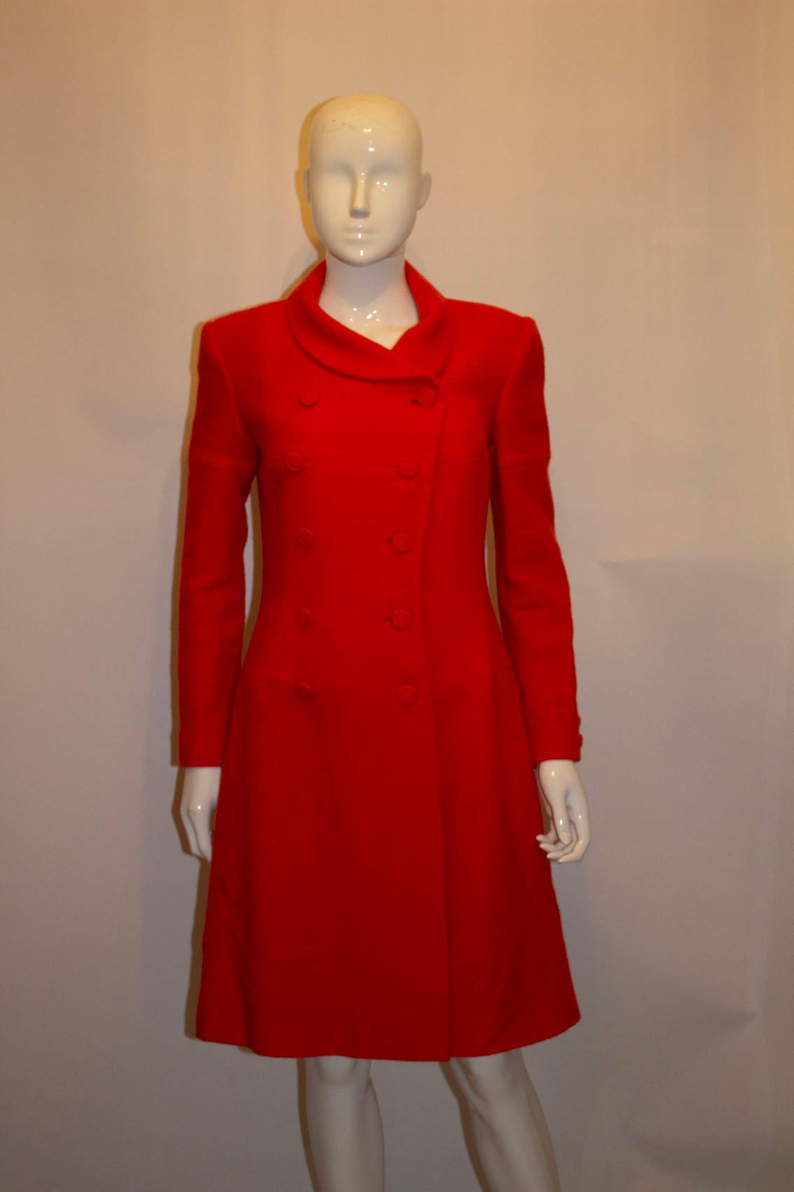 Robe manteau bouclé rouge vintage Bruce Oldfield Bon état - En vente à London, GB