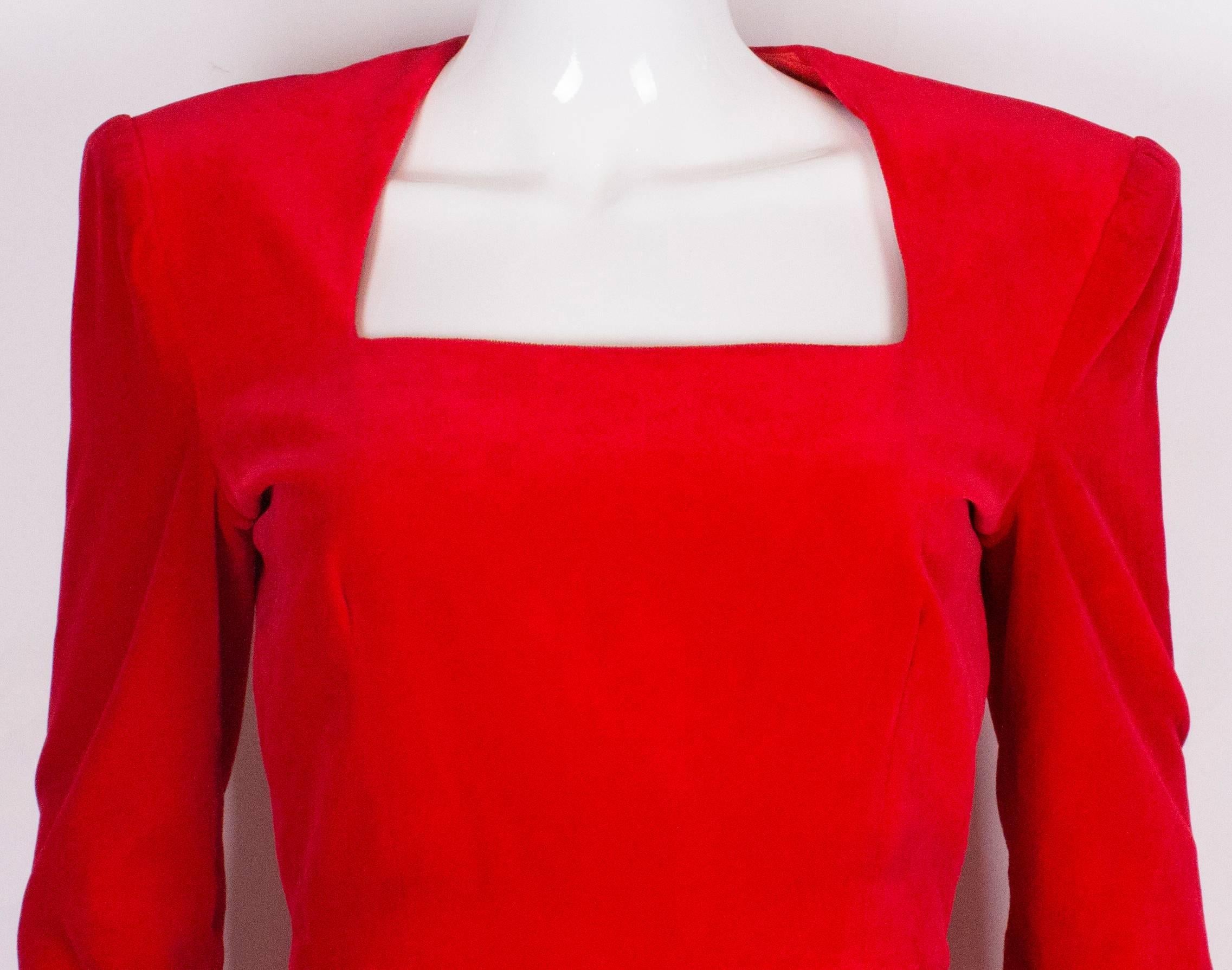 Women's Vintage Bruce  Oldfield  Red Velvet Dress