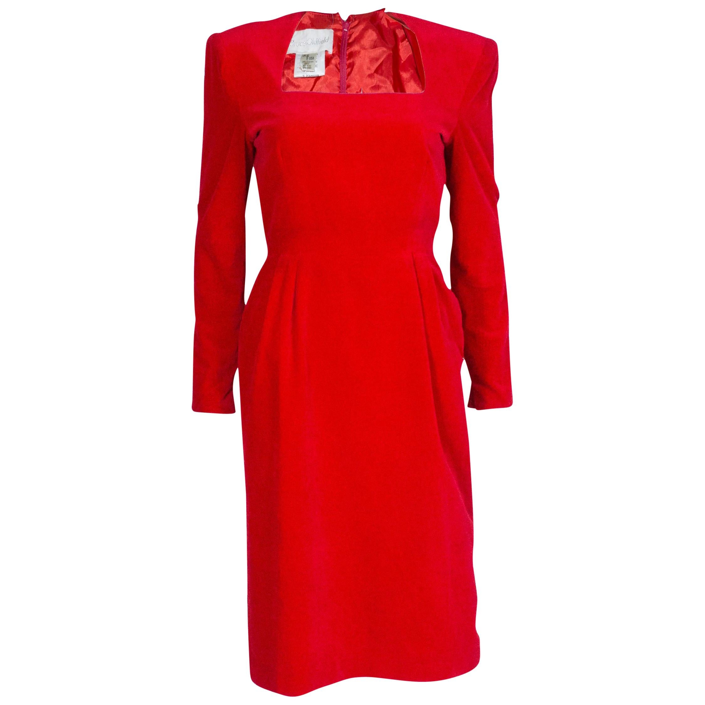 Vintage Bruce  Oldfield  Red Velvet Dress